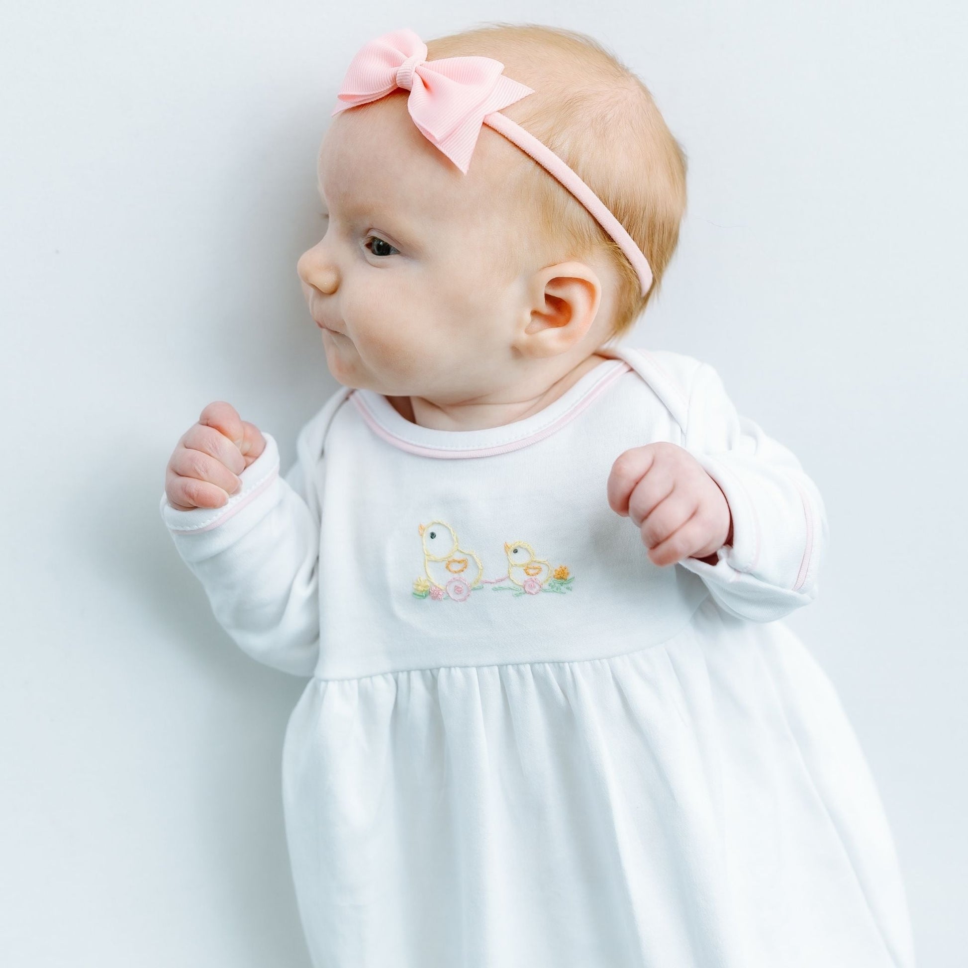 Vintage Duckie Pulltoy Gathered Gown - Pink - Magnolia BabyGown