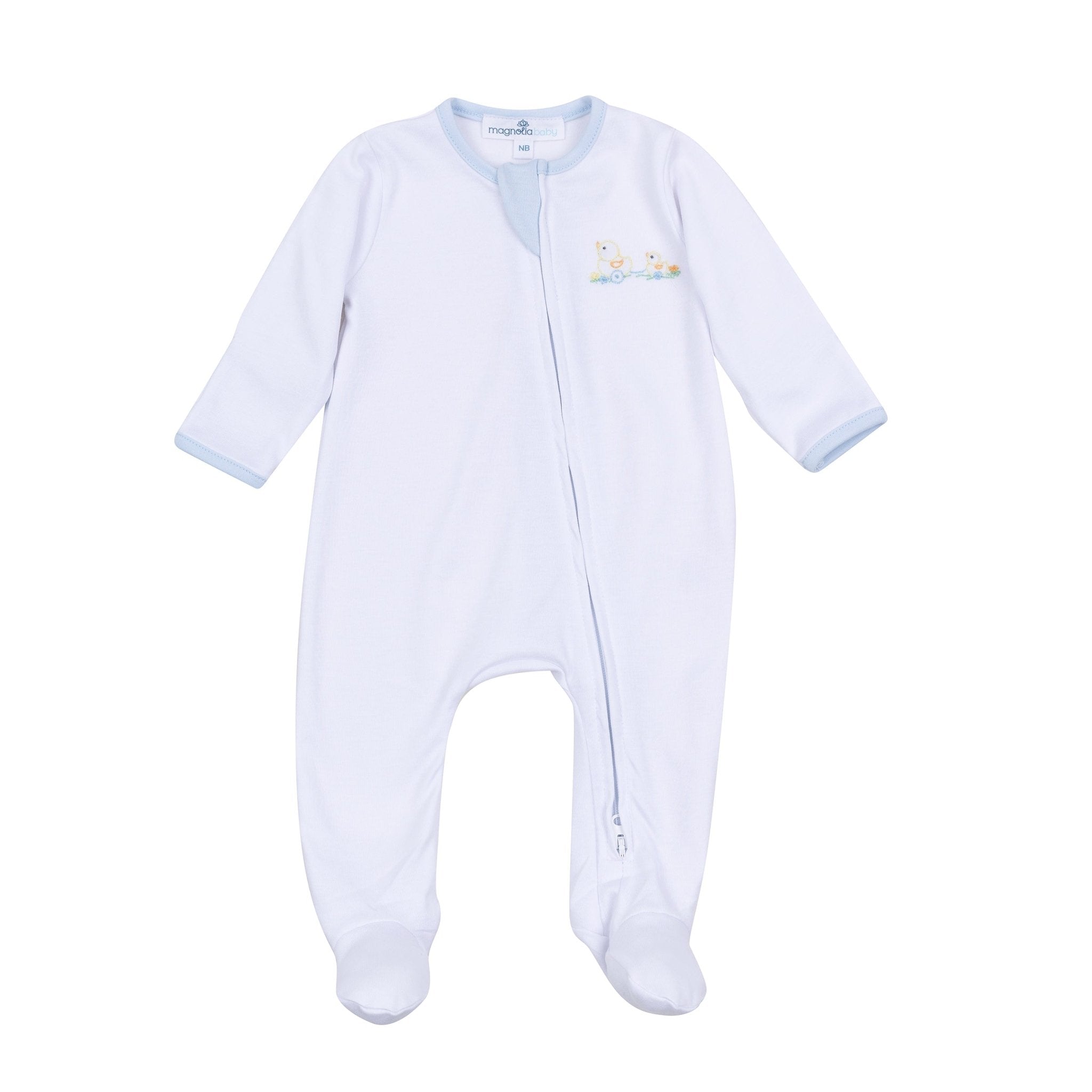 Vintage Duckie Pulltoy Zip Footie - Light Blue - Magnolia BabyFootie