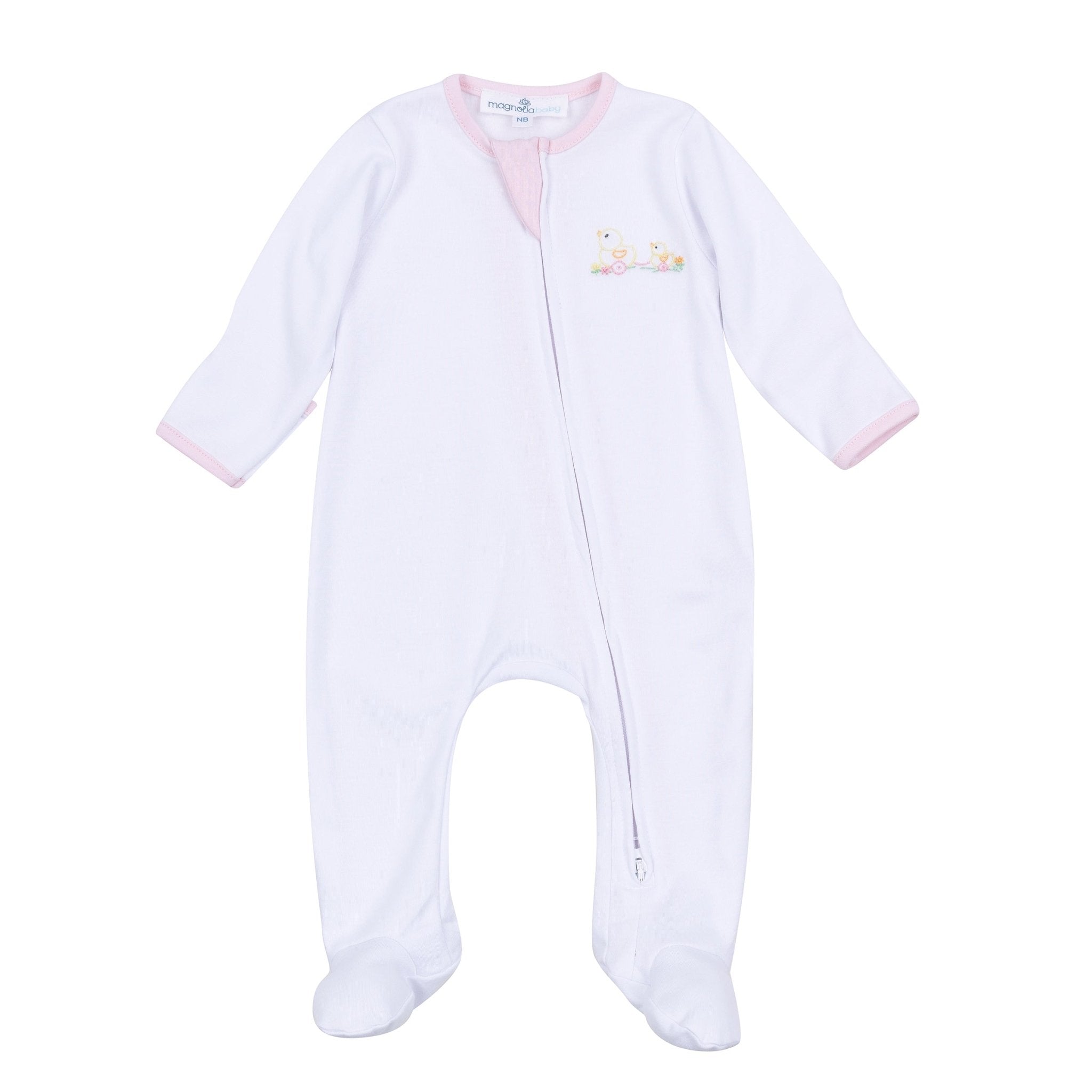 Vintage Duckie Pulltoy Zip Footie - Pink - Magnolia BabyFootie