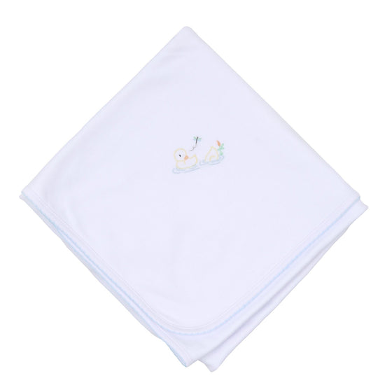 Vintage Duckies Blue Embroidered Receiving Blanket - Magnolia BabyReceiving Blanket