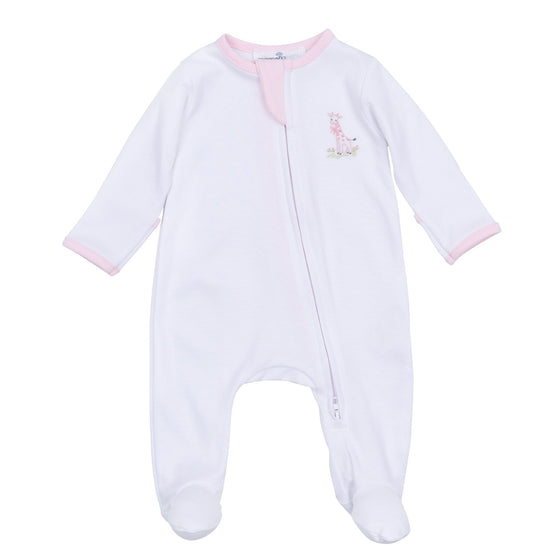 Vintage Giraffe Zip Footie - Pink - Magnolia BabyFootie