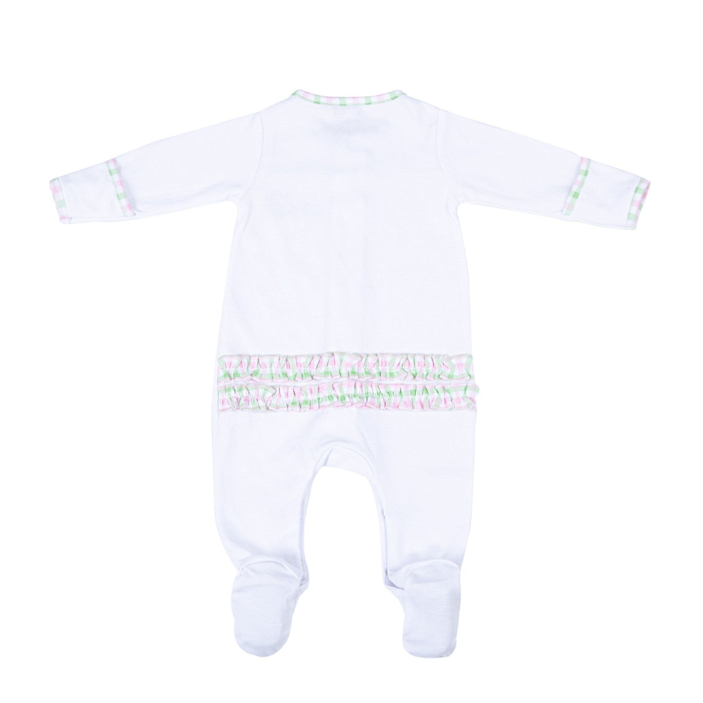 Vintage Pumpkin Picking Embroidered Ruffle Footie - Pink - Magnolia BabyFootie