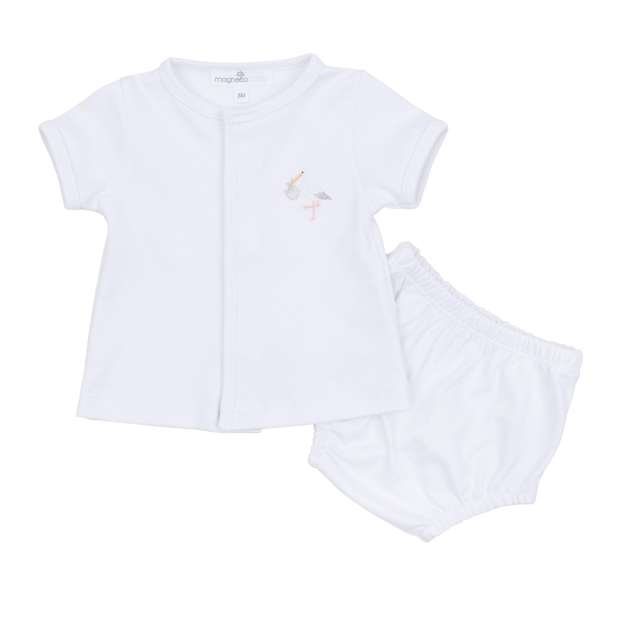 Vintage Stork Diaper Cover Set - White - Magnolia BabyDiaper Cover