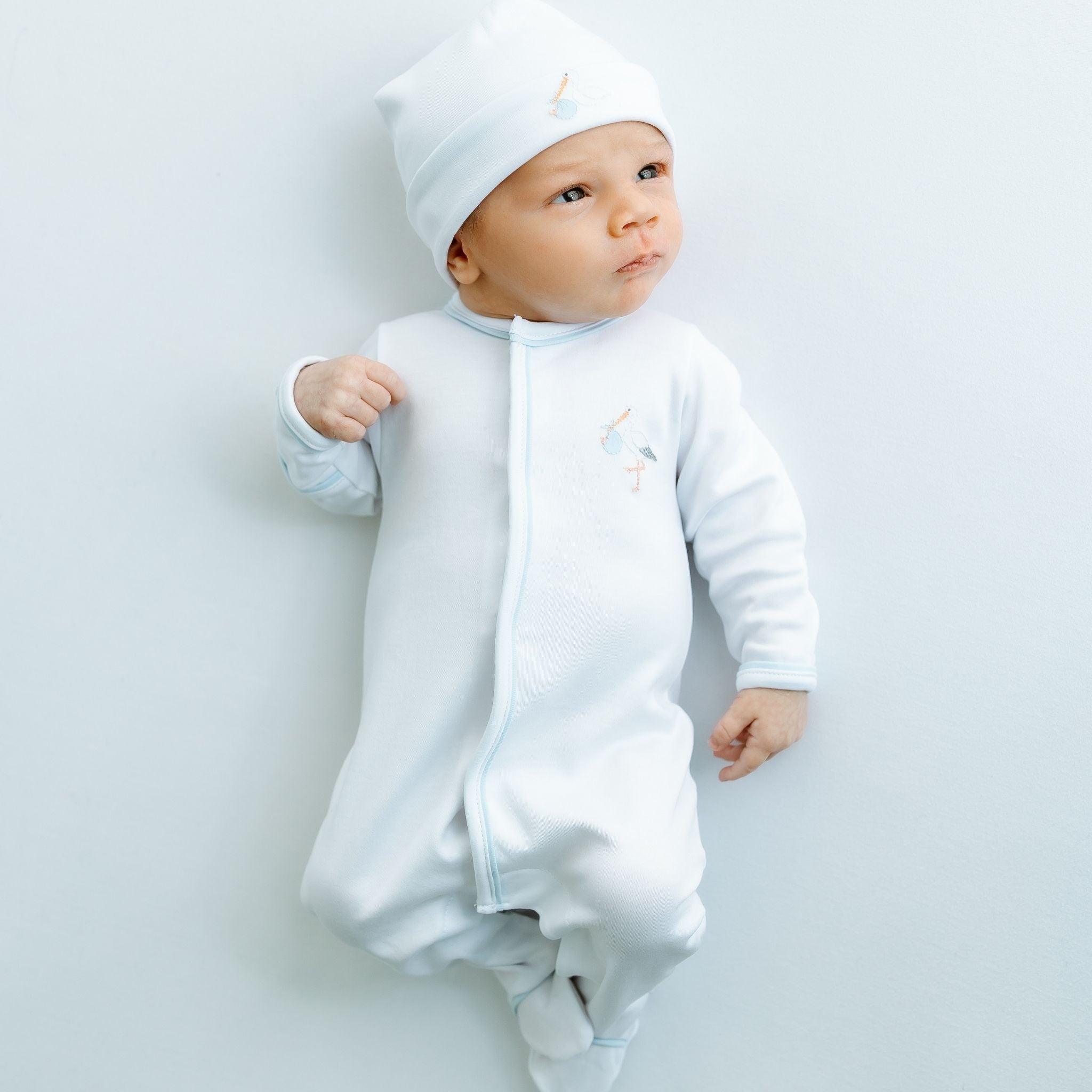 Vintage Stork Footie - Light Blue - Magnolia BabyFootie