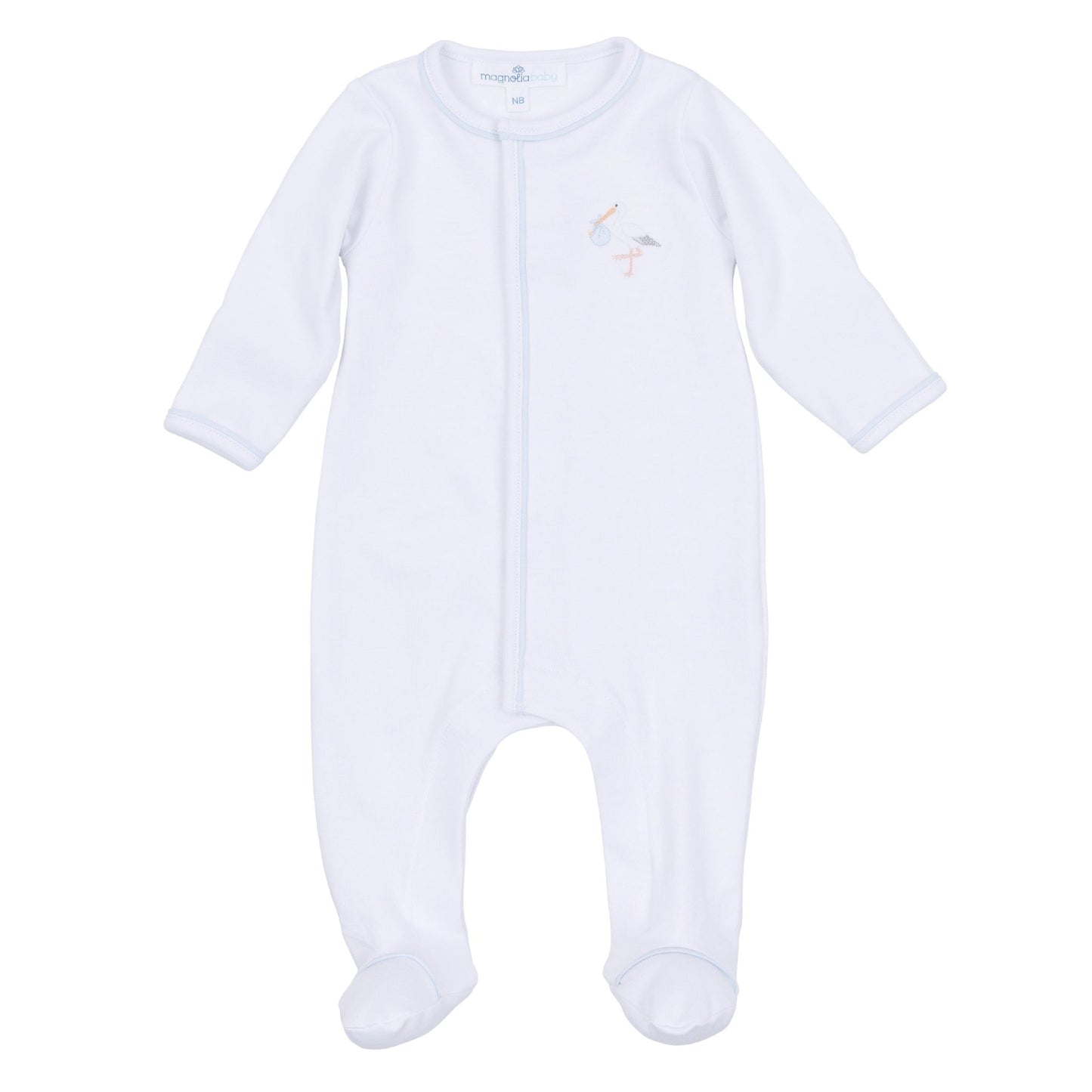 Vintage Stork Footie - Light Blue - Magnolia BabyFootie
