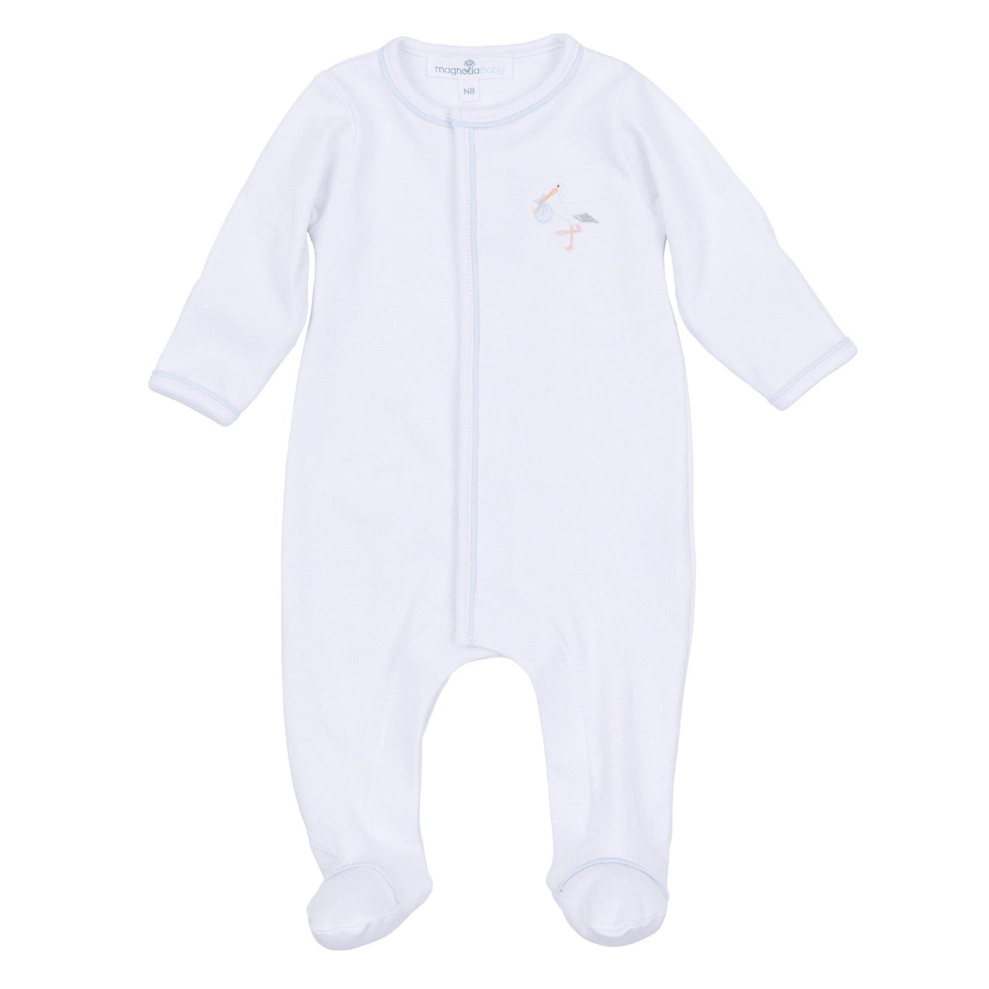 Vintage Stork Footie - Light Blue - Magnolia BabyFootie