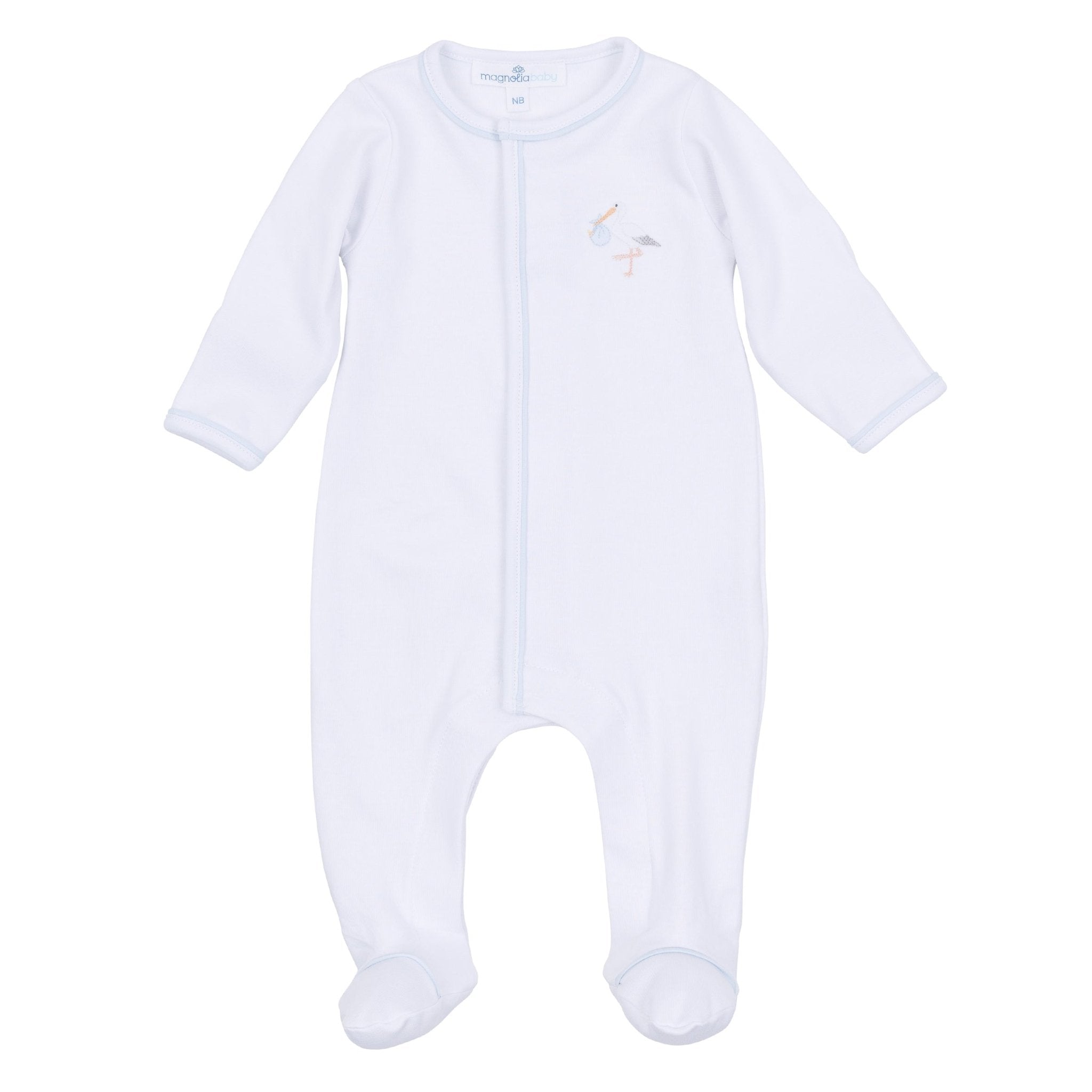 Vintage Stork Footie - Light Blue - Magnolia BabyFootie