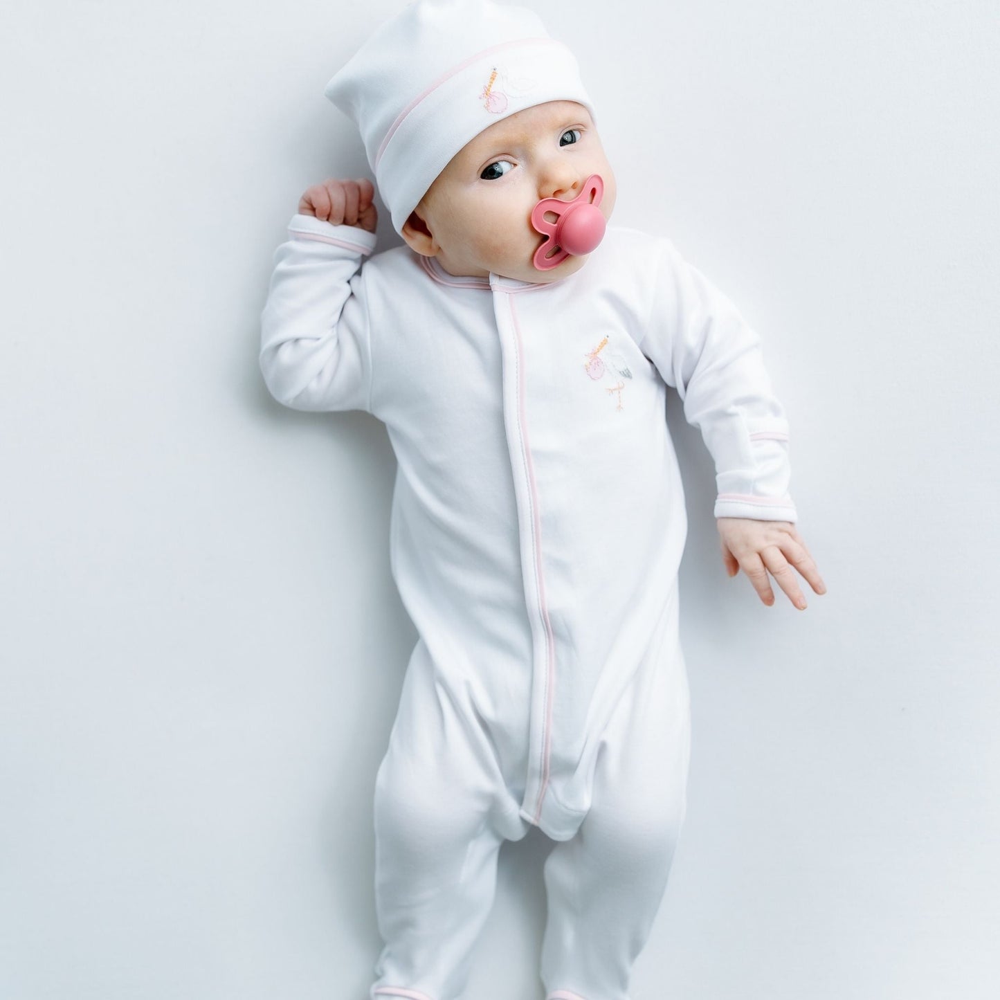 Vintage Stork Footie - Pink - Magnolia BabyFootie