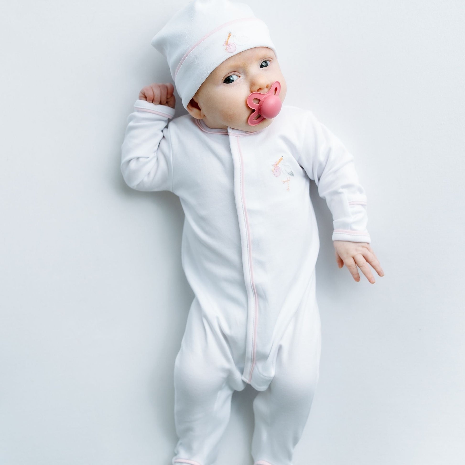 Vintage Stork Footie - Pink - Magnolia BabyFootie