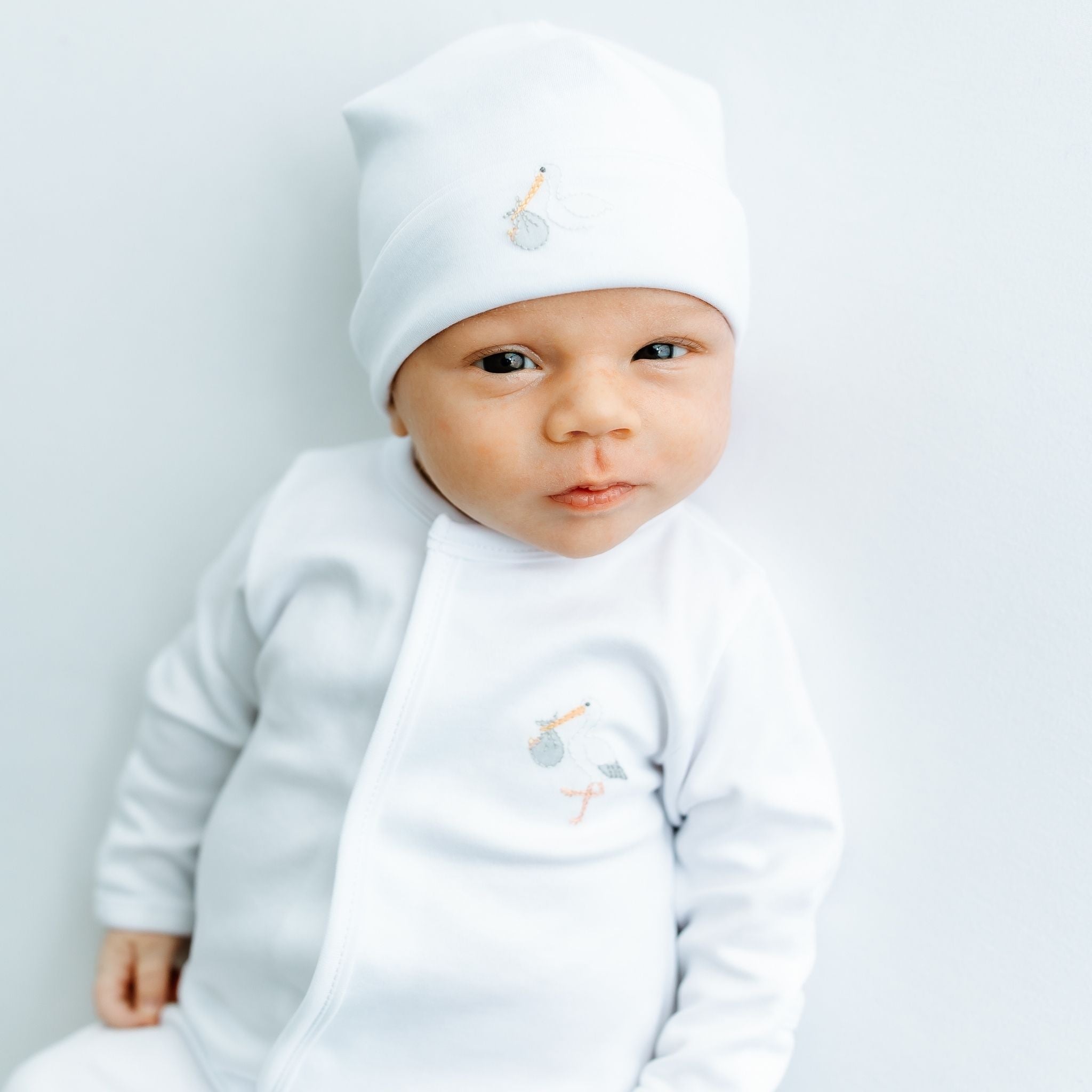 Vintage Stork Footie - White - Magnolia BabyFootie