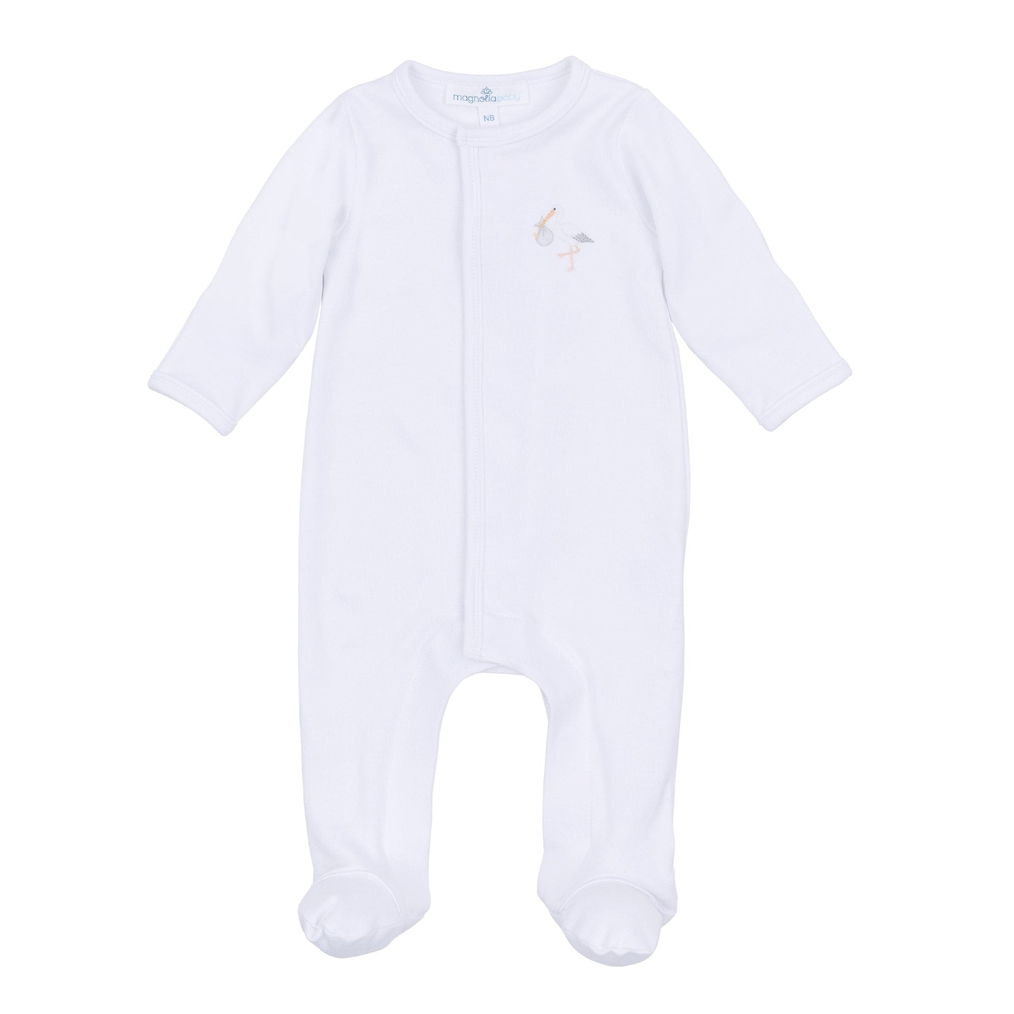 Vintage Stork Footie - White - Magnolia BabyFootie