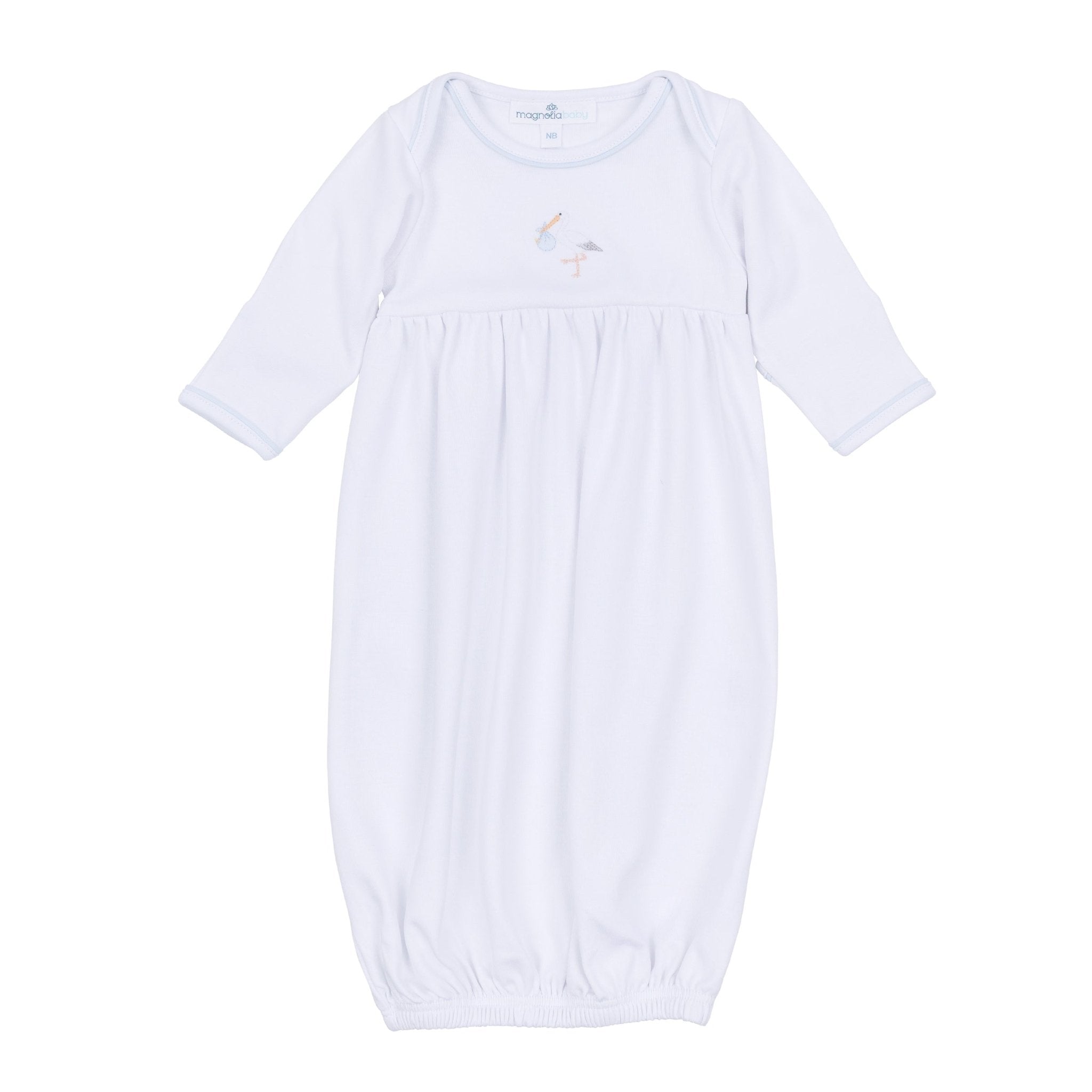 Vintage Stork Gathered Gown - Light Blue - Magnolia BabyGown