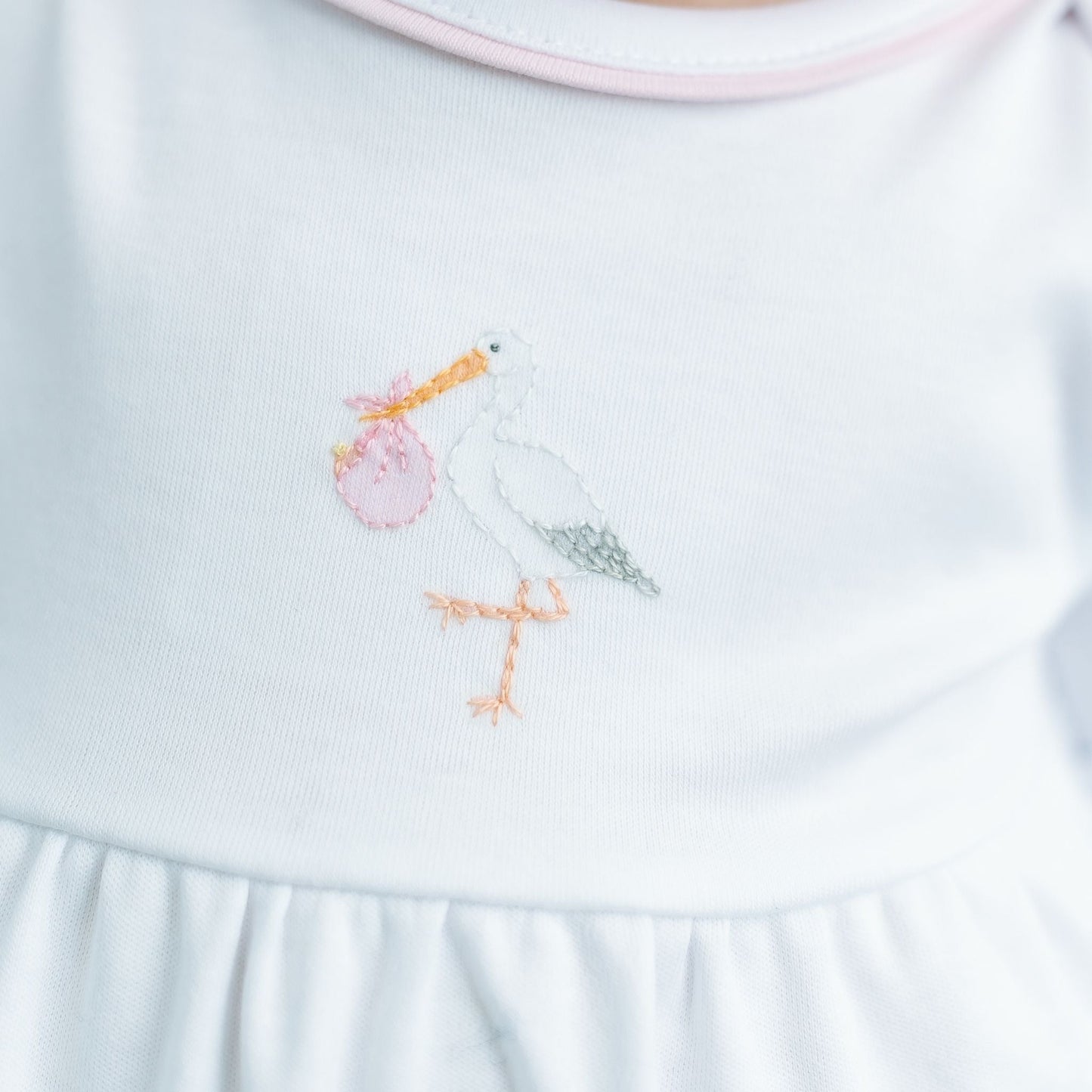 Vintage Stork Gathered Gown - Pink - Magnolia BabyGown