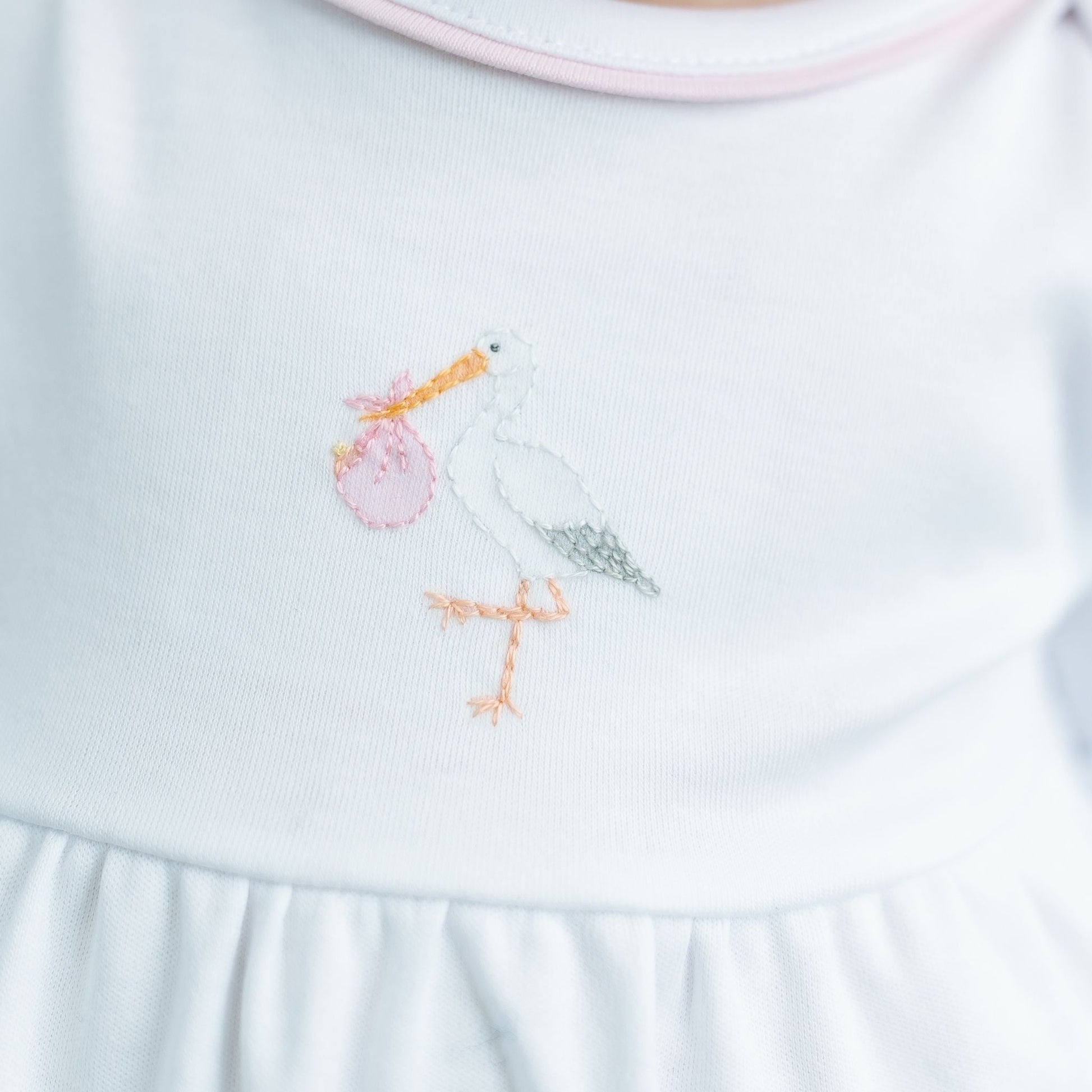 Vintage Stork Gathered Gown - Pink - Magnolia BabyGown