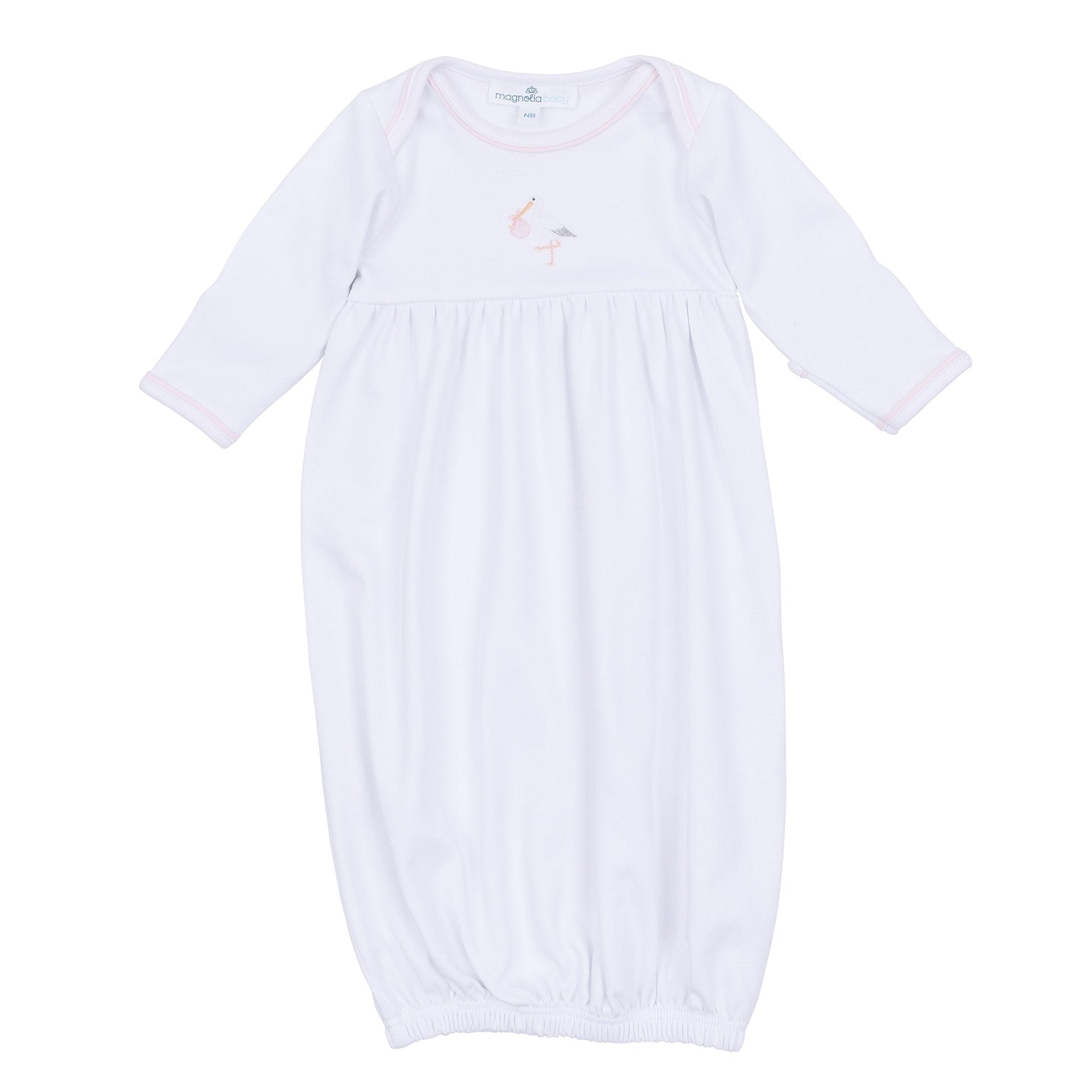 Vintage Stork Gathered Gown - Pink - Magnolia BabyGown