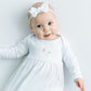 Vintage Stork Gathered Gown - White - Magnolia BabyGown