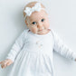 Vintage Stork Gathered Gown - White - Magnolia BabyGown