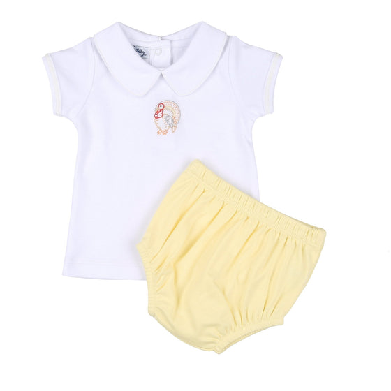 Vintage Turkey Embroidered Collared Diaper Cover Set - Magnolia BabyDiaper Cover