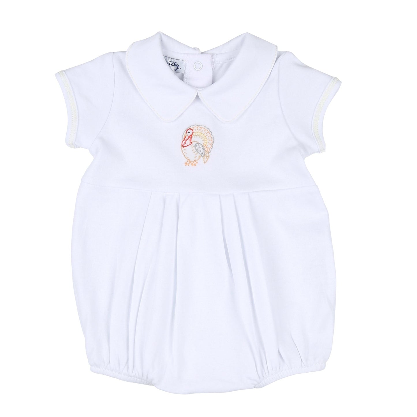 Vintage Turkey Embroidered Collared S/S Bubble - Magnolia BabyBubble