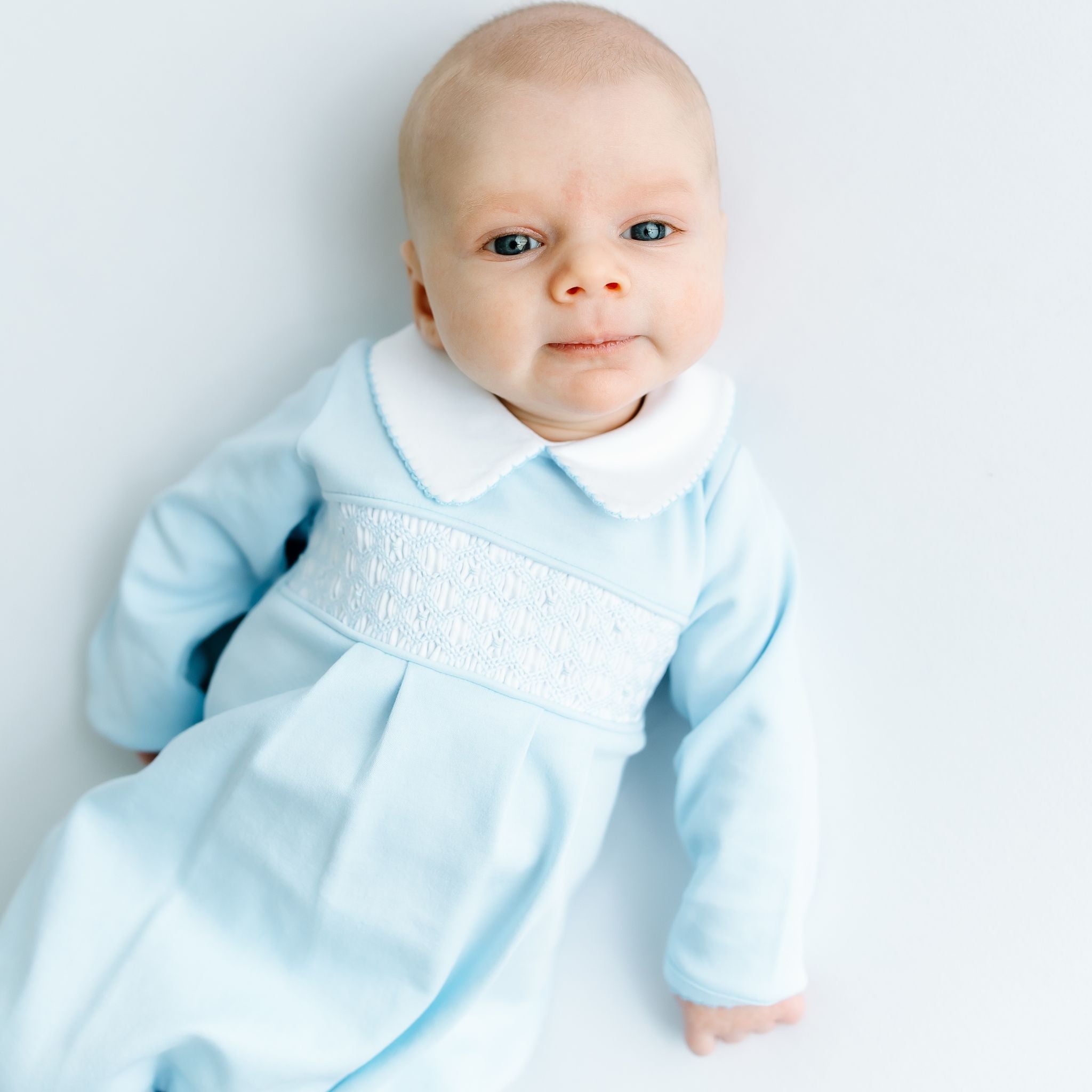 Walker's Classics Smocked Footie - Light Blue - Magnolia BabyFootie