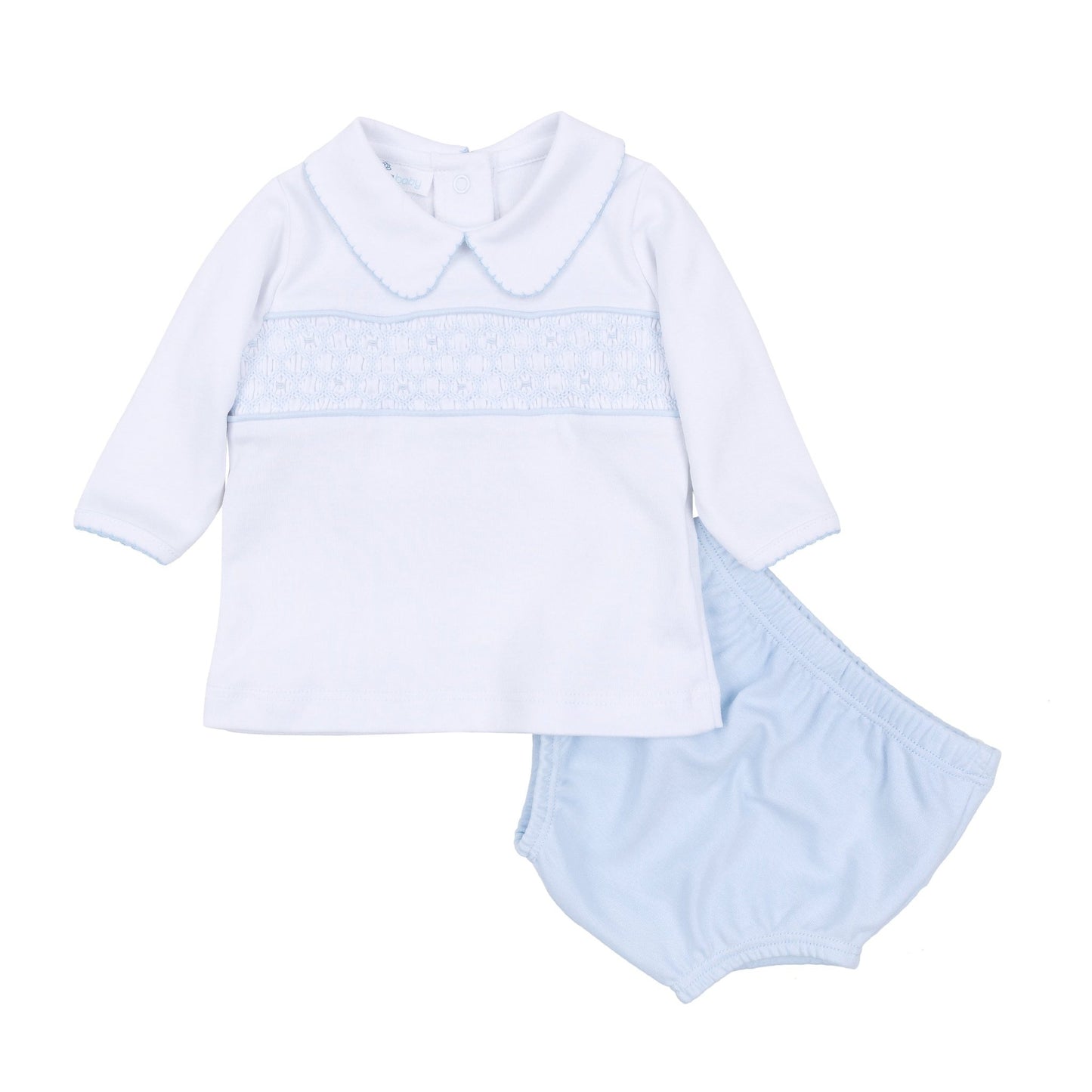 Walker's Classics Smocked Long Sleeve Diaper Cover Set - Light Blue - Magnolia BabyDiaper Cover