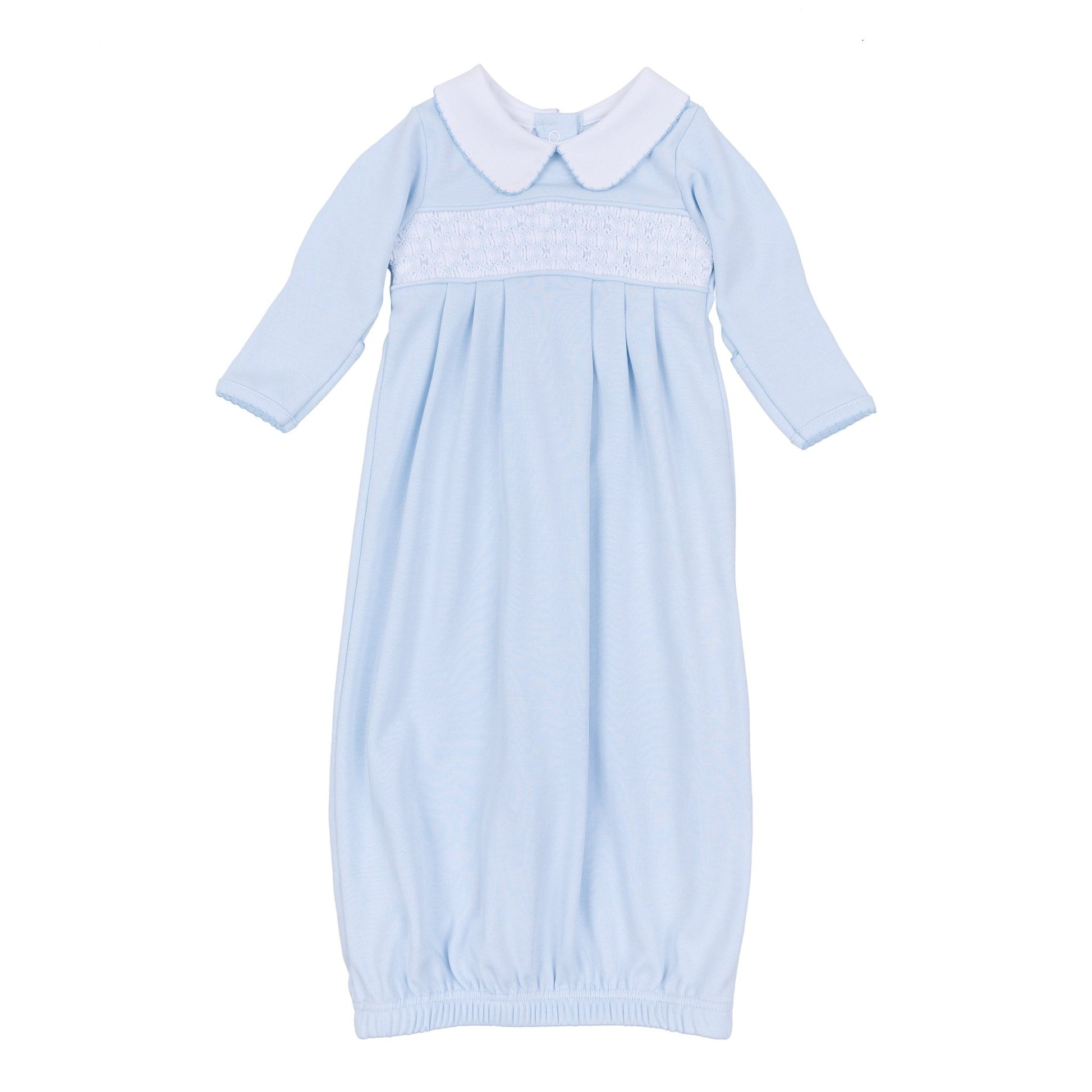 Walker's Classics Smocked Pleated Gown - Light Blue - Magnolia BabyGown