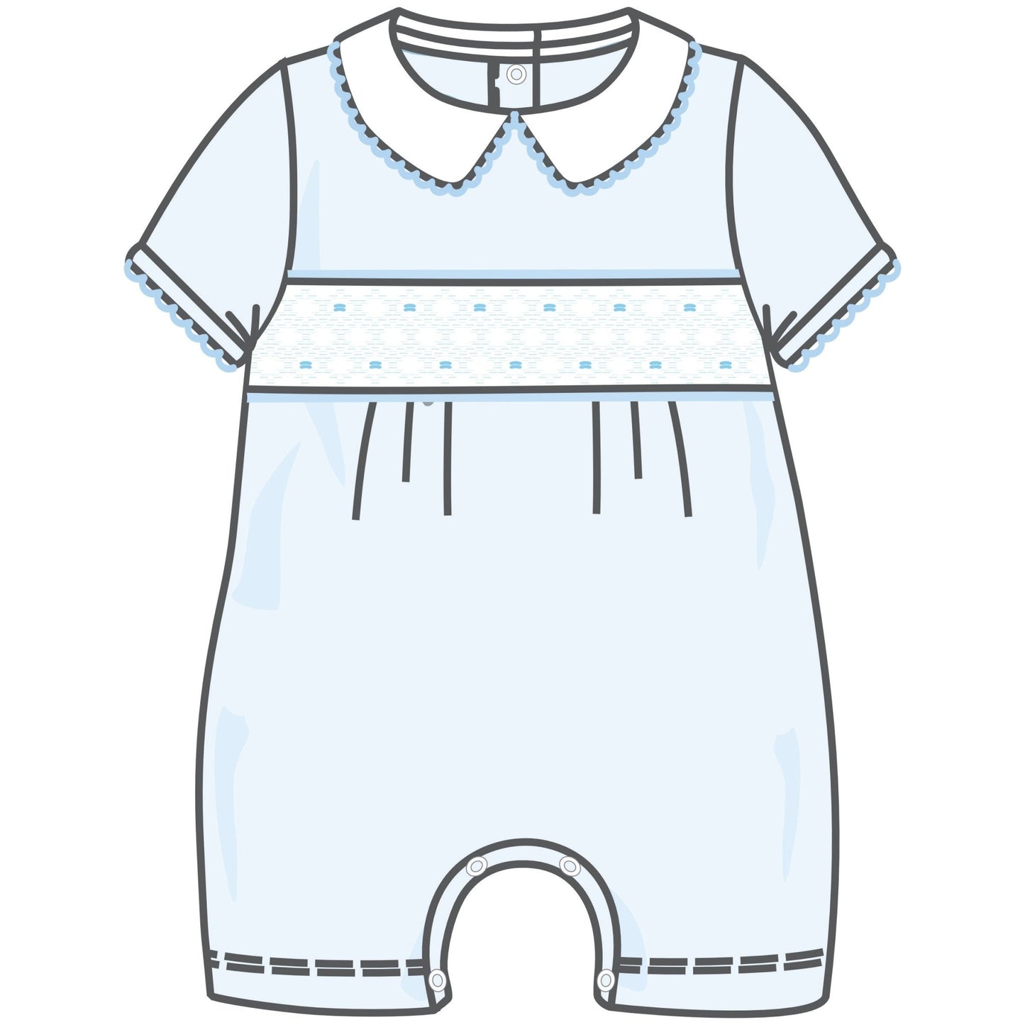 Walker's Classics Smocked Short Playsuit - Light Blue - Magnolia BabyShort Playsuit