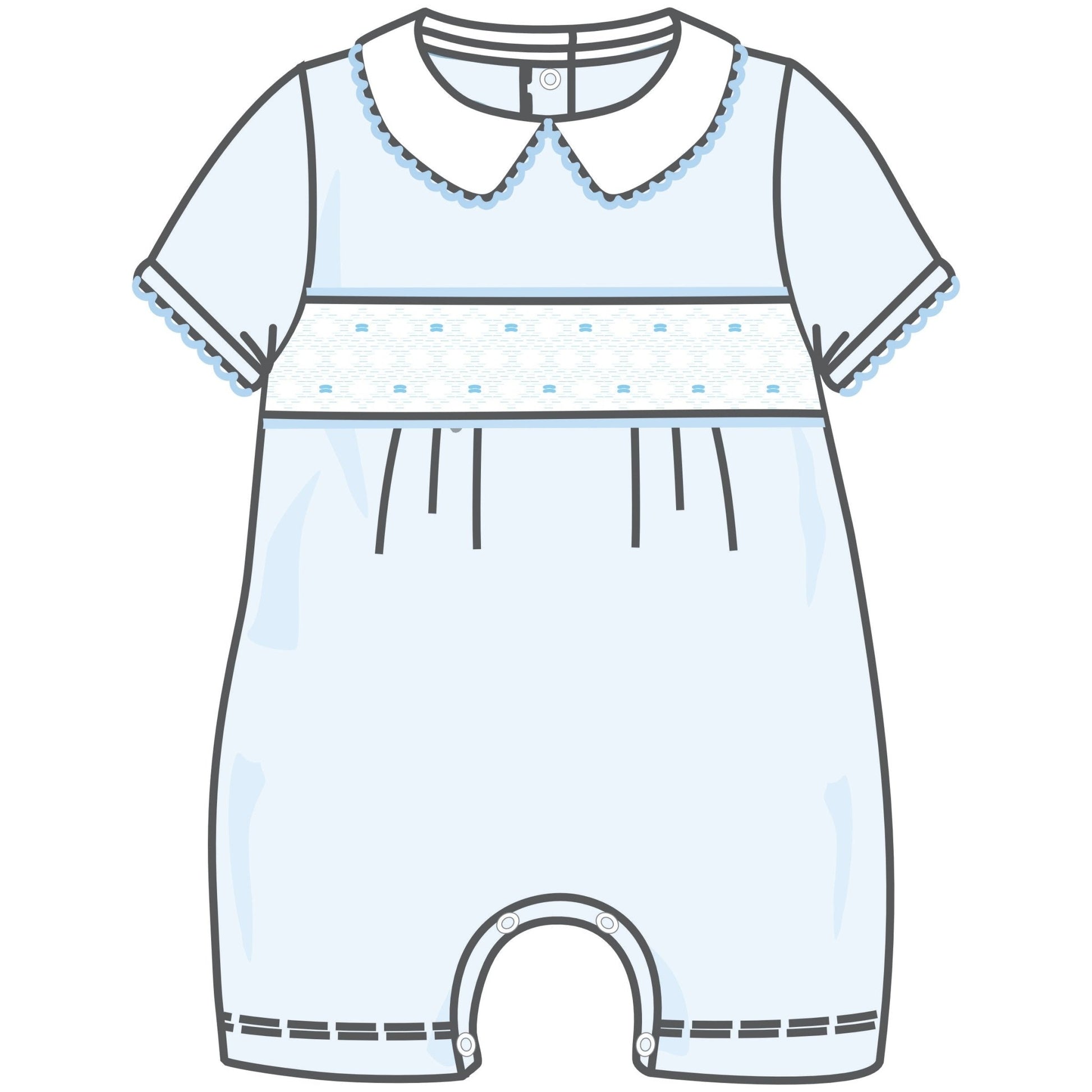 Walker's Classics Smocked Short Playsuit - Light Blue - Magnolia BabyShort Playsuit