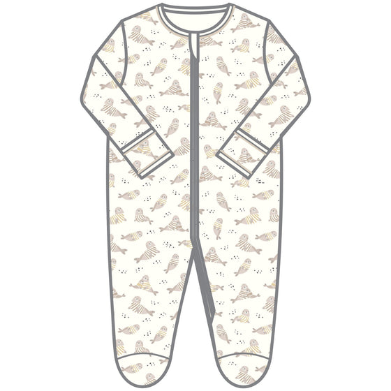 Walrus Cuddles Zip Footie - Magnolia BabyFootie