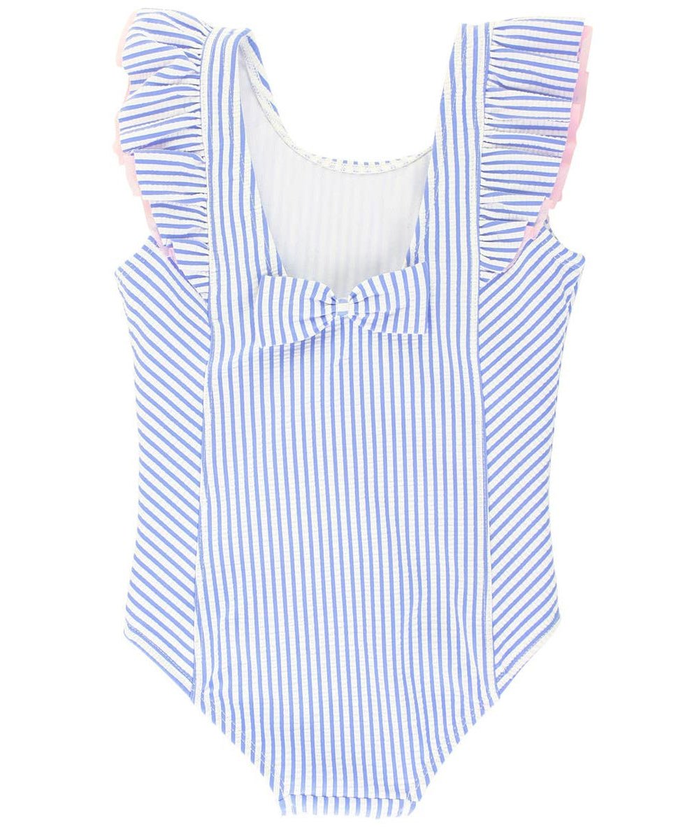 Waterfall One Piece Swimsuit - Periwinkle Stripe Seersucker - Magnolia BabySwimsuit