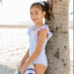 Waterfall One Piece Swimsuit - Periwinkle Stripe Seersucker - Magnolia BabySwimsuit