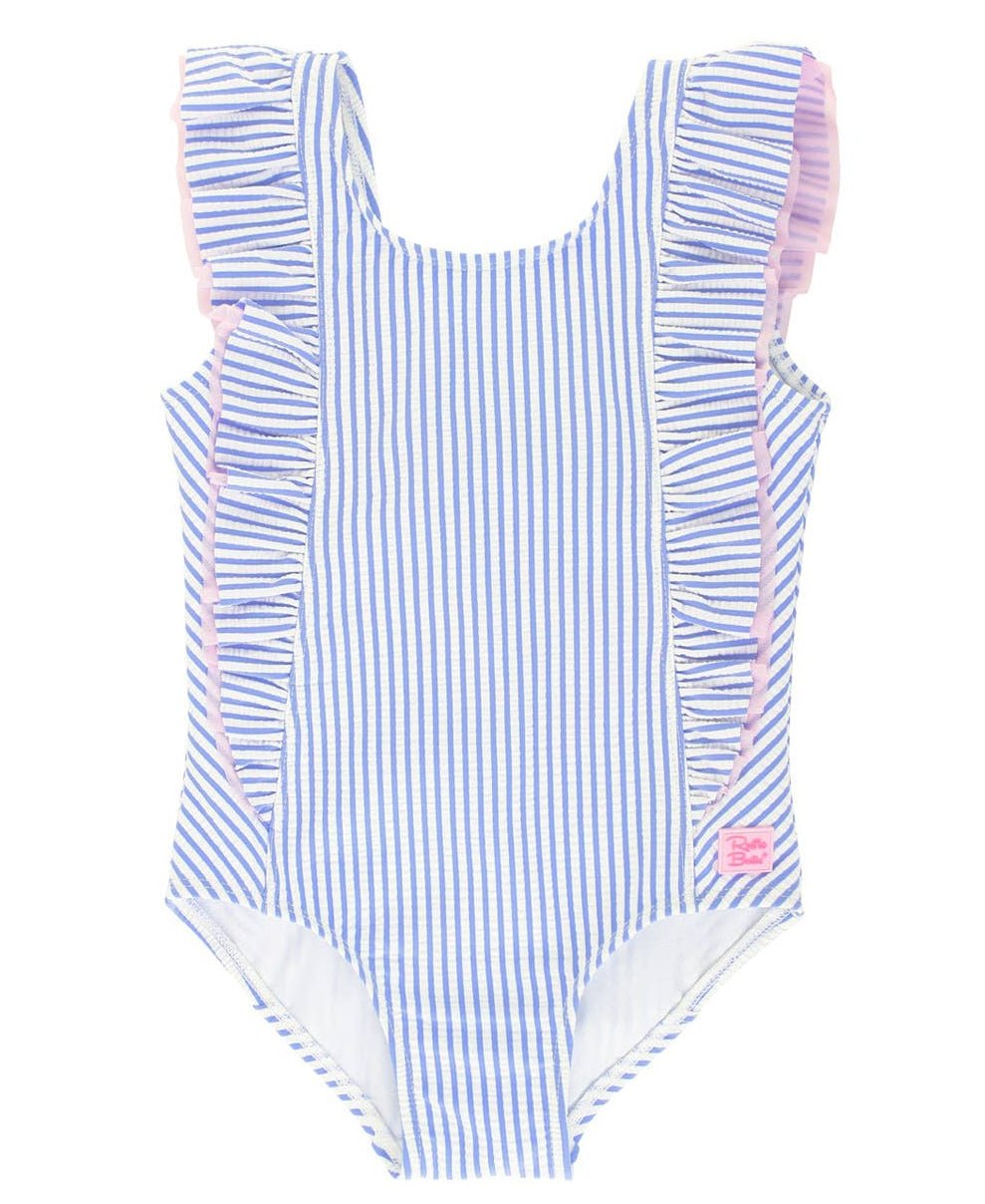 Waterfall One Piece Swimsuit - Periwinkle Stripe Seersucker - Magnolia BabySwimsuit