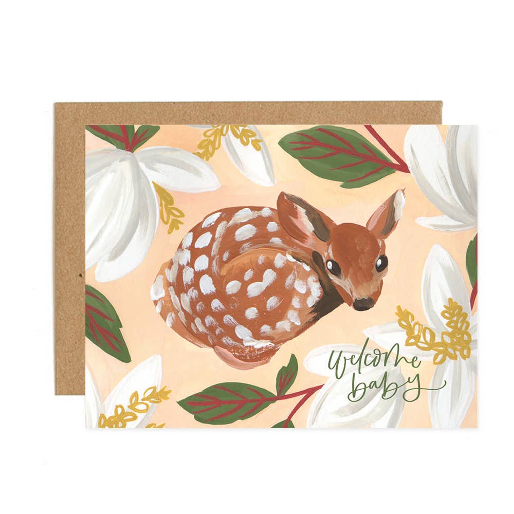 1canoe2 | One Canoe Two Paper Co._Welcome Baby Fawn Greeting Card_1