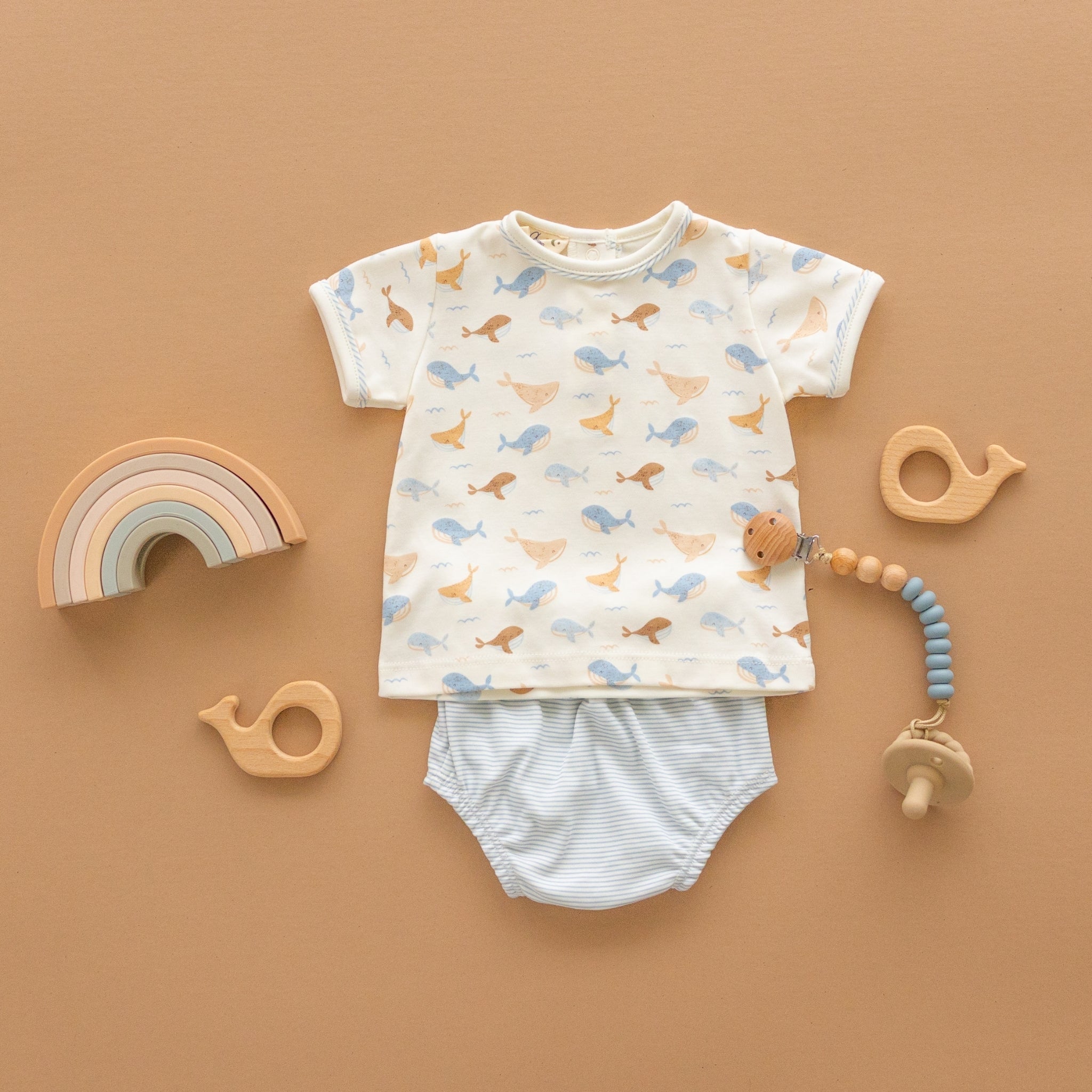 Whale Tales Diaper Cover Set - Ivory - Magnolia BabyDiaper Cover