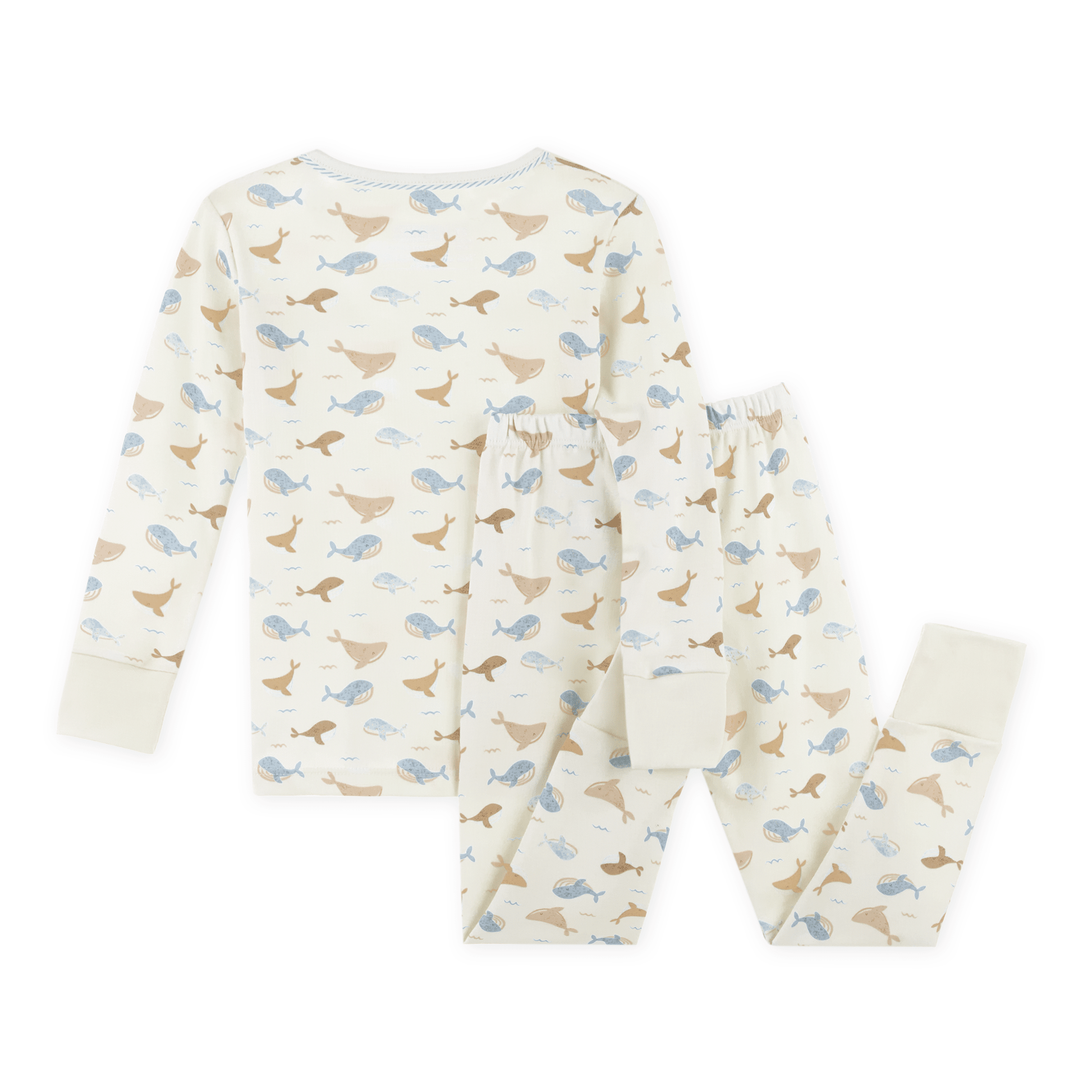 Whale Tales Long Pajamas - Ivory - Magnolia BabyLong Pajamas