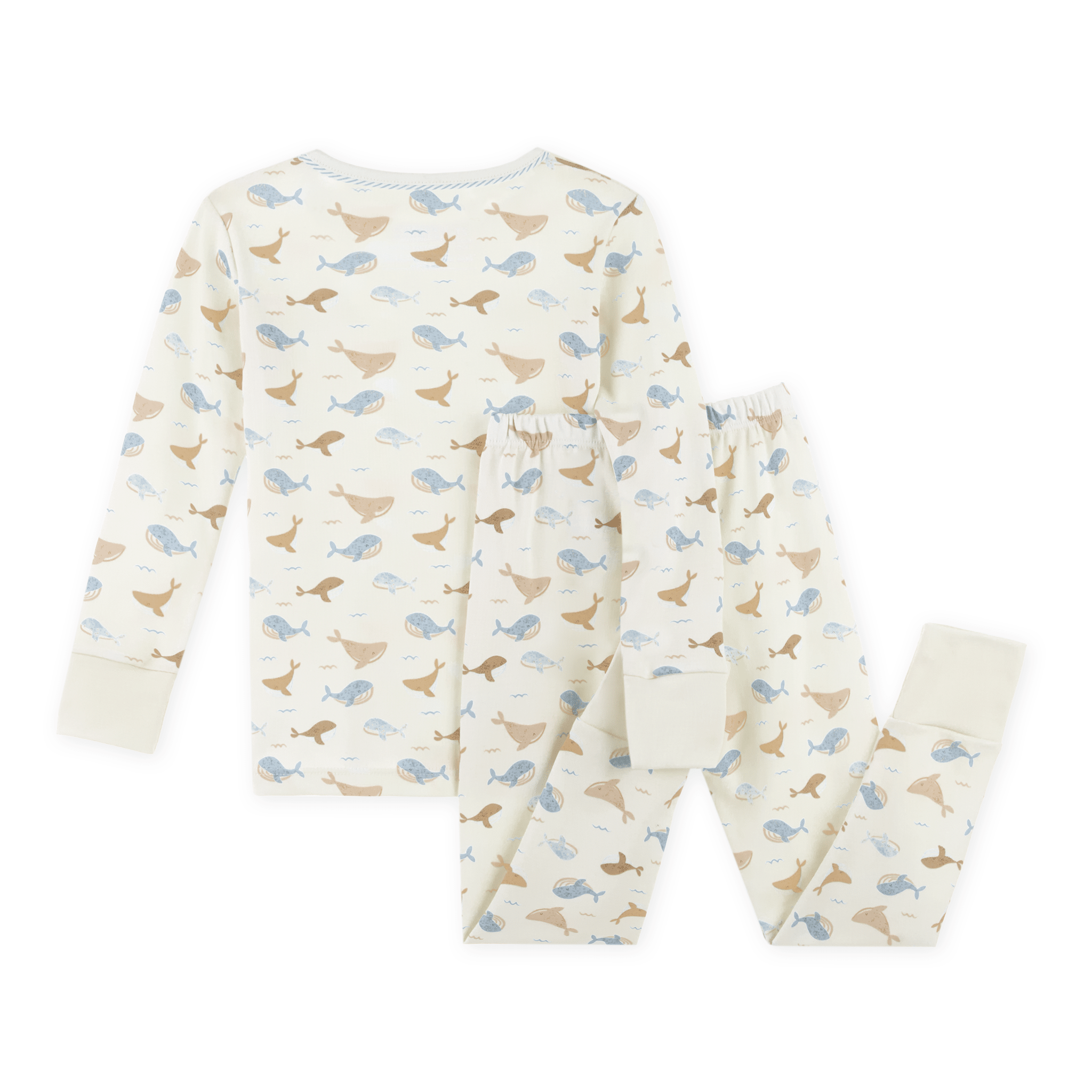 Whale Tales Long Pajamas - Ivory - Magnolia BabyLong Pajamas