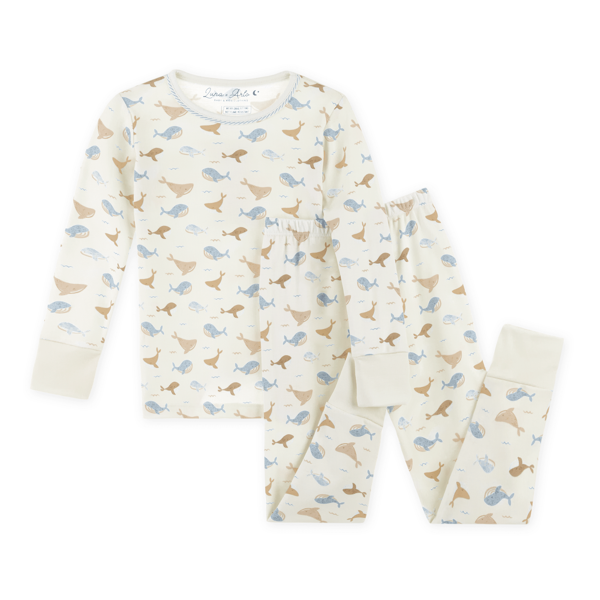 Whale Tales Long Pajamas - Ivory - Magnolia BabyLong Pajamas