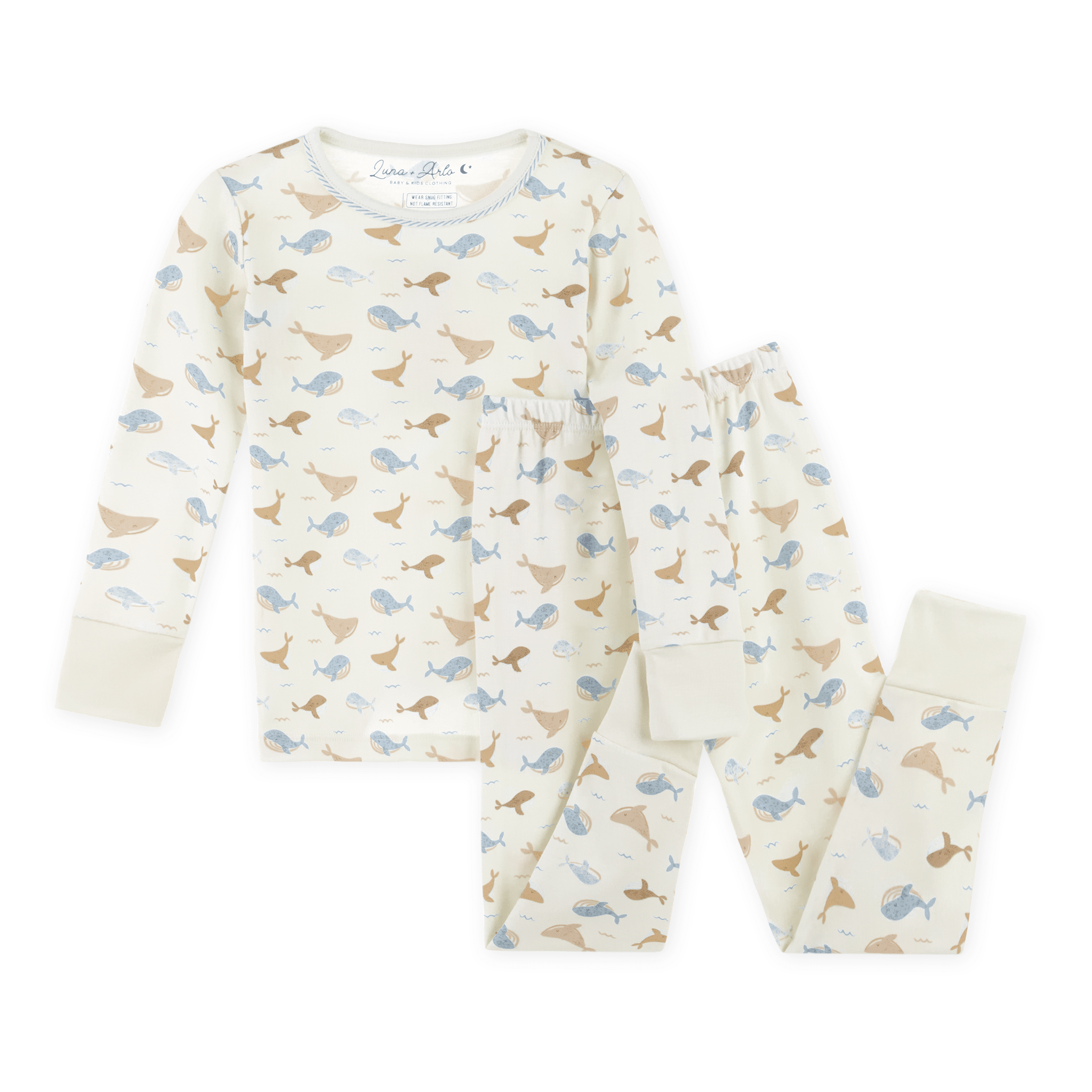 Whale Tales Long Pajamas - Ivory - Magnolia BabyLong Pajamas