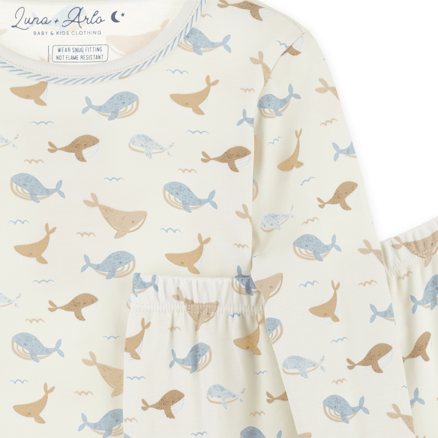 Whale Tales Long Pajamas - Ivory - Magnolia BabyLong Pajamas