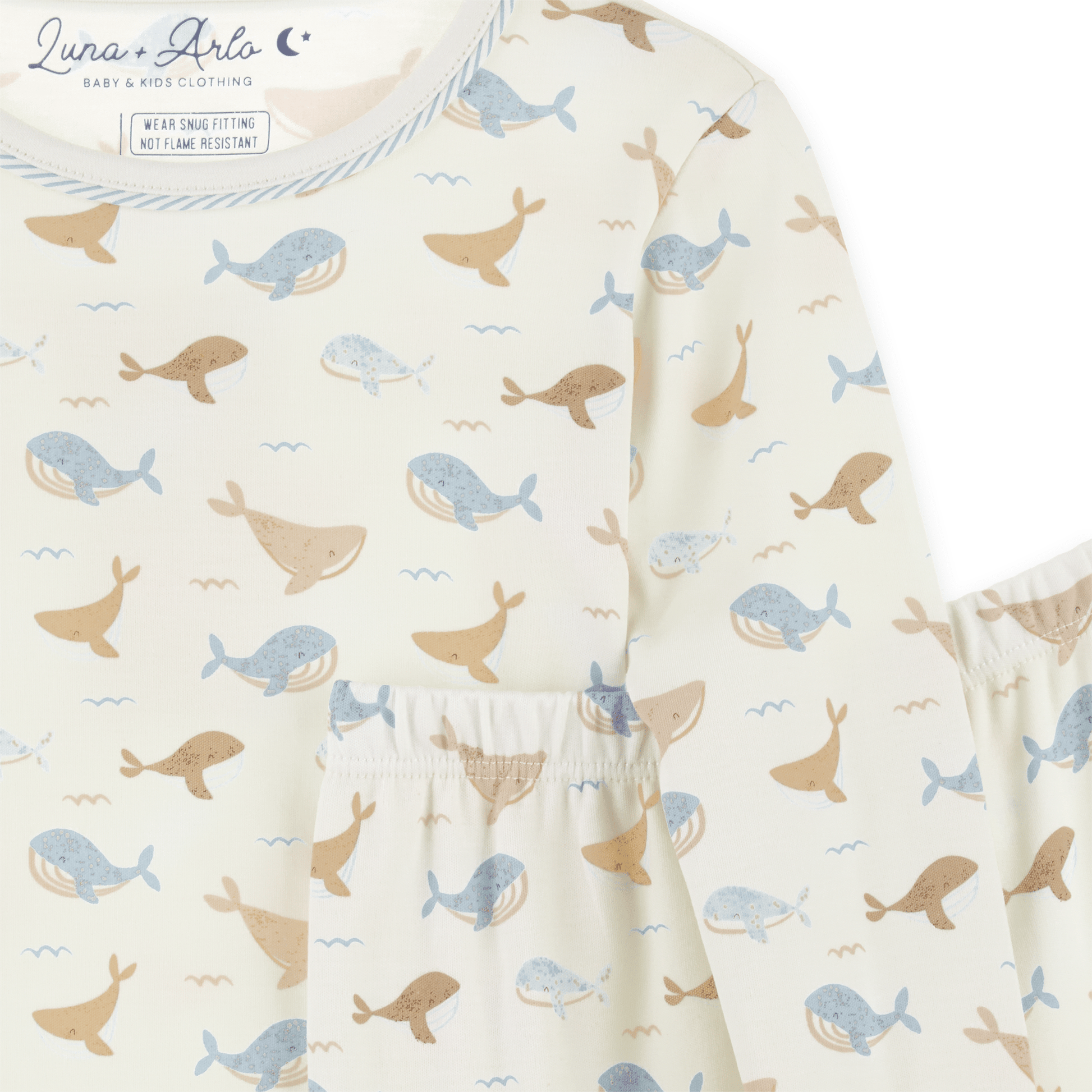 Whale Tales Long Pajamas - Ivory - Magnolia BabyLong Pajamas