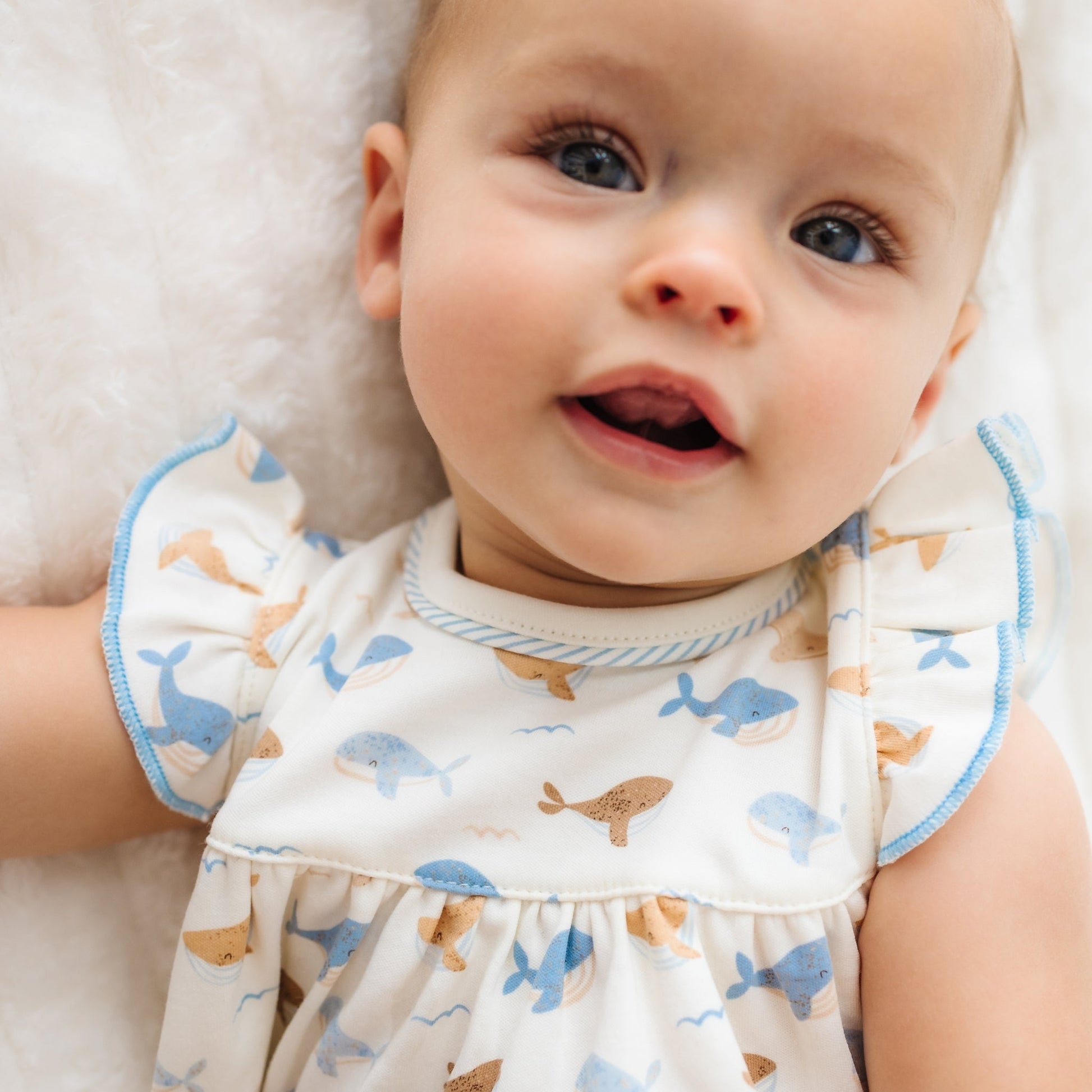 Whale Tales Ruffle Diaper Cover Set - Ivory - Magnolia BabyDiaper Cover