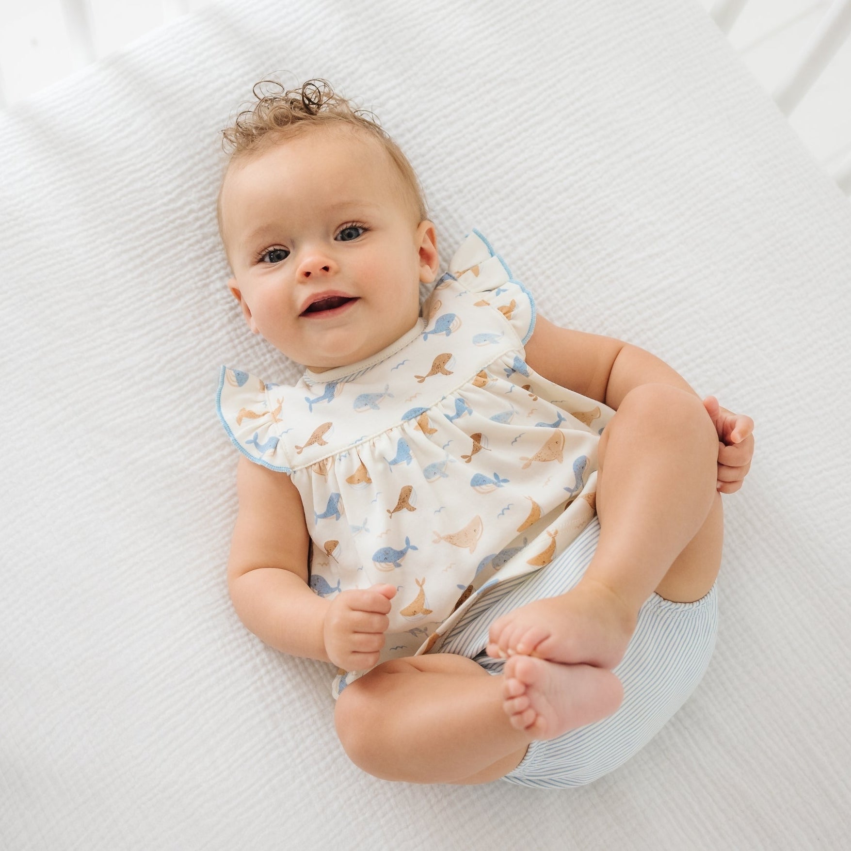 Whale Tales Ruffle Diaper Cover Set - Ivory - Magnolia BabyDiaper Cover