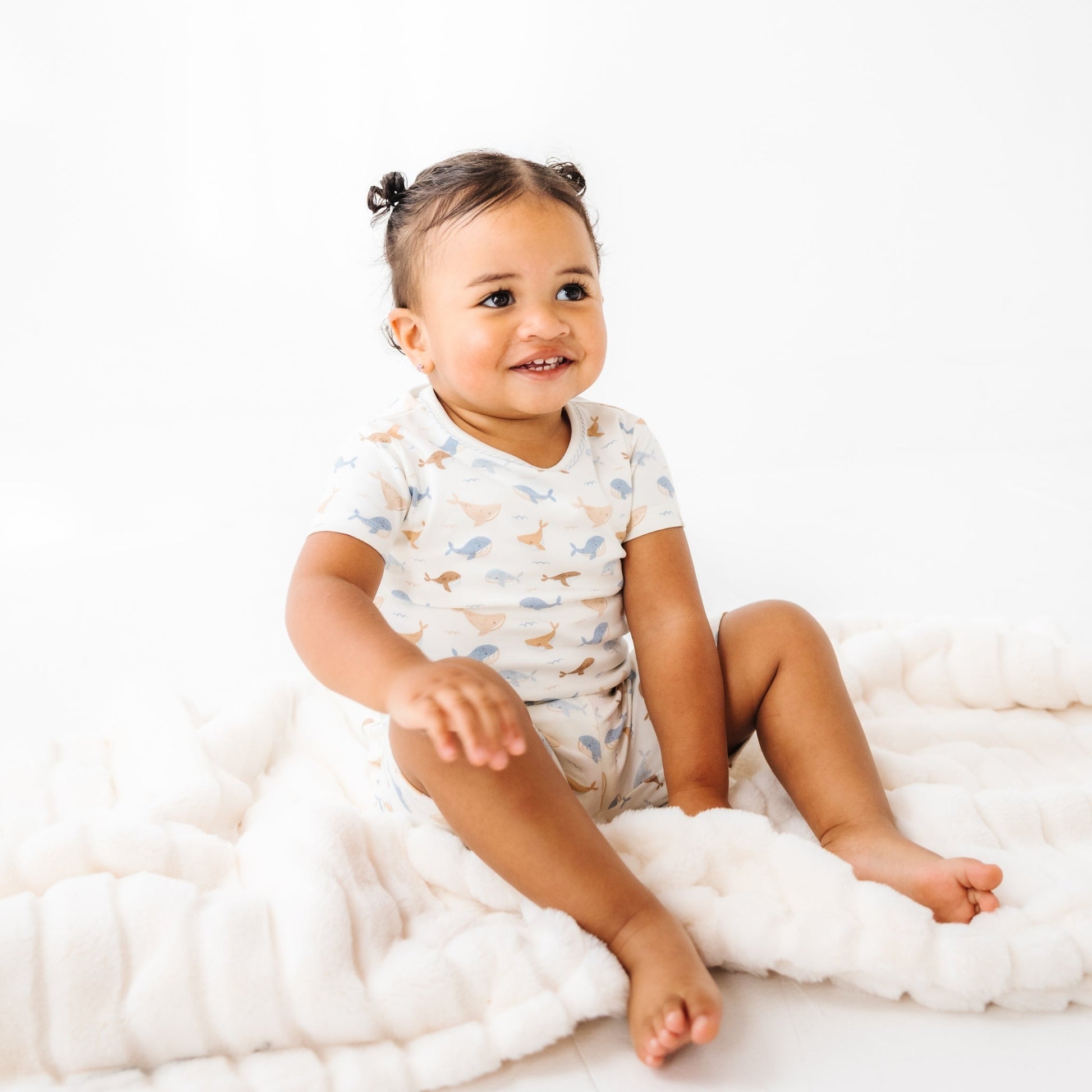 Whale Tales Short Pajamas - Ivory - Magnolia BabyShort Pajamas
