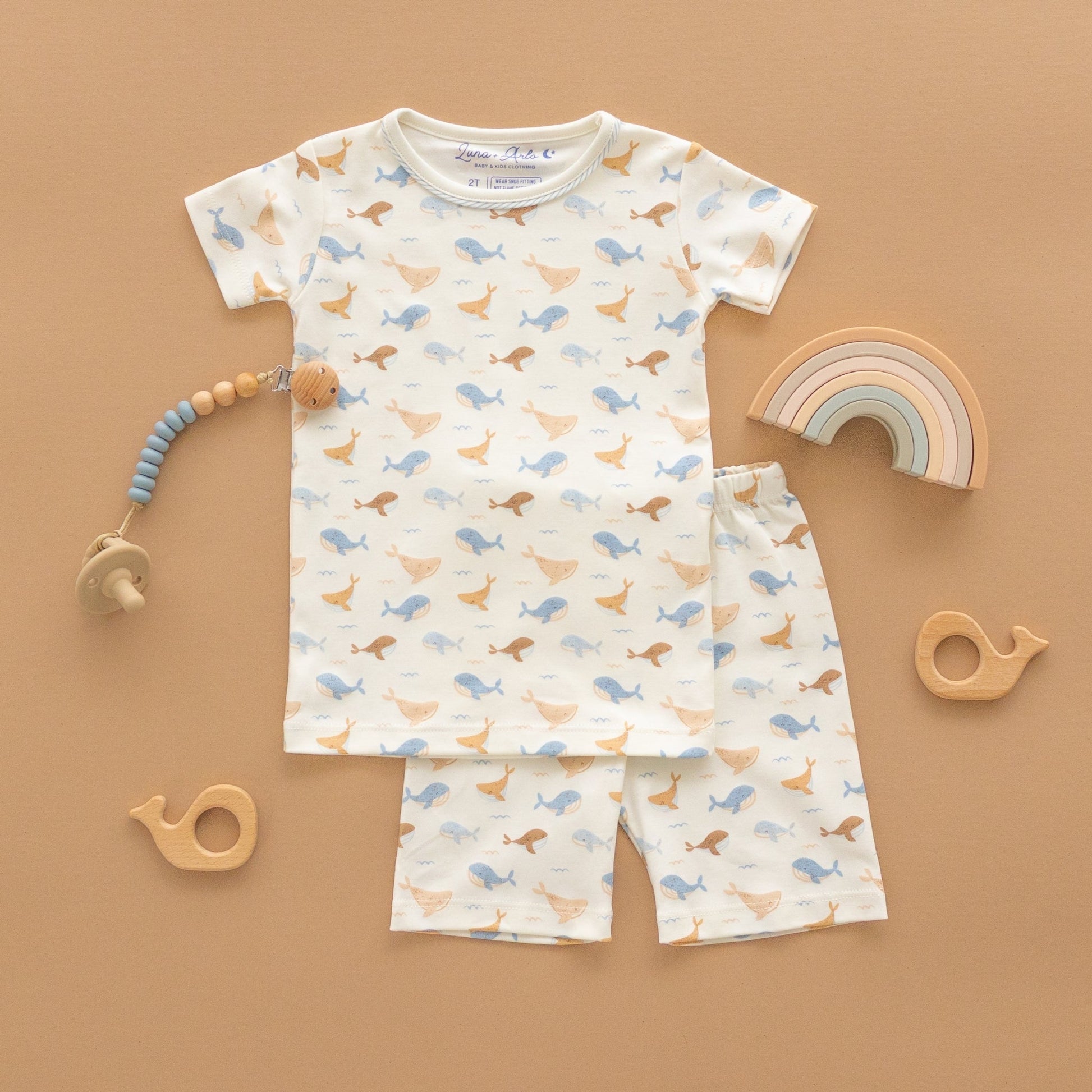 Whale Tales Short Pajamas - Ivory - Magnolia BabyShort Pajamas