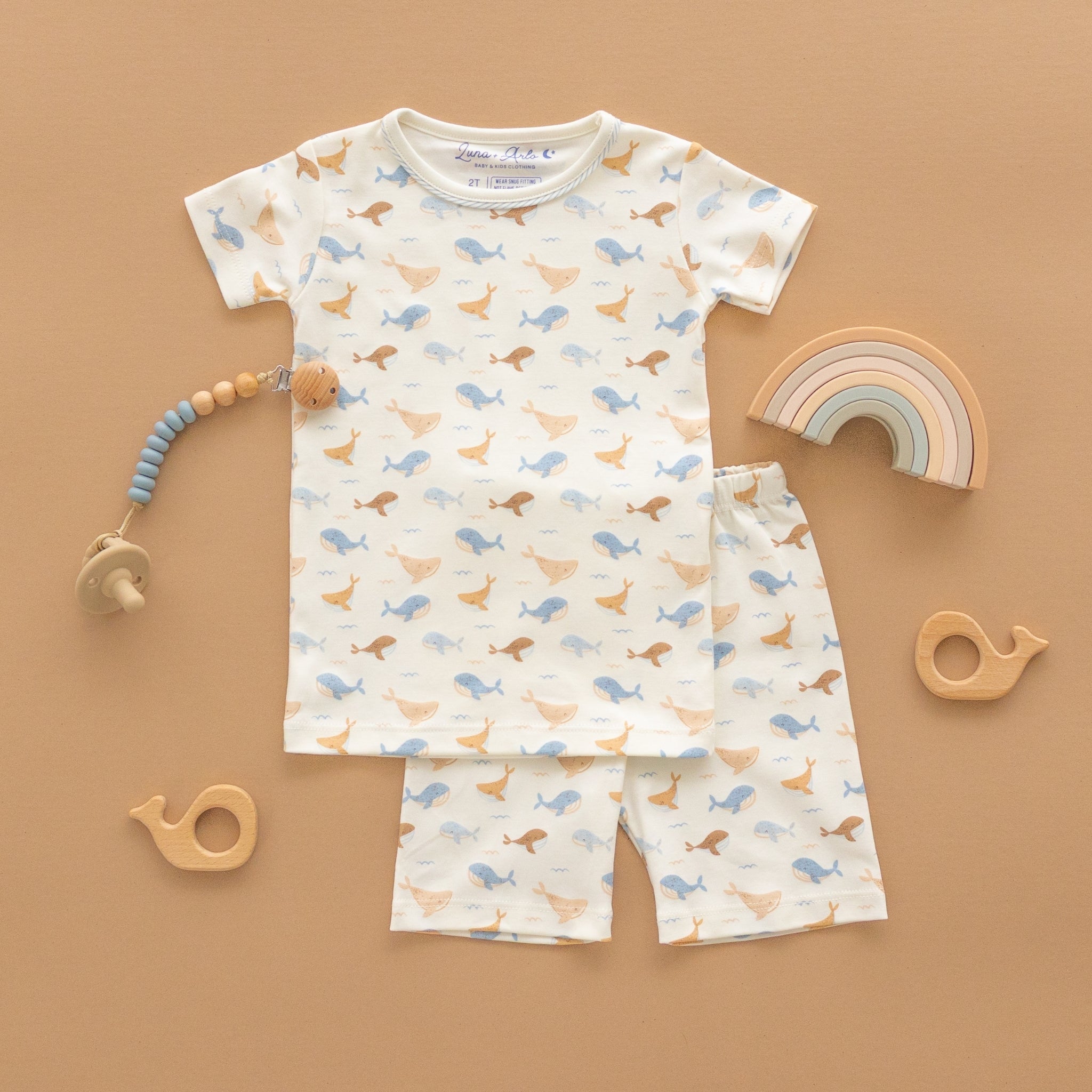 Whale Tales Short Pajamas - Ivory - Magnolia BabyShort Pajamas
