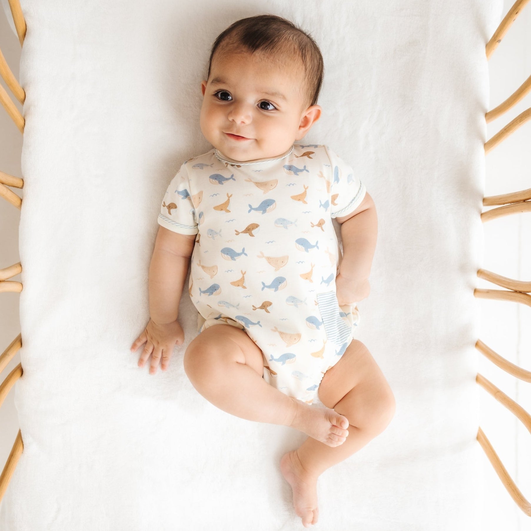 Whale Tales Short Sleeve Bubble - Ivory - Magnolia BabyBubble