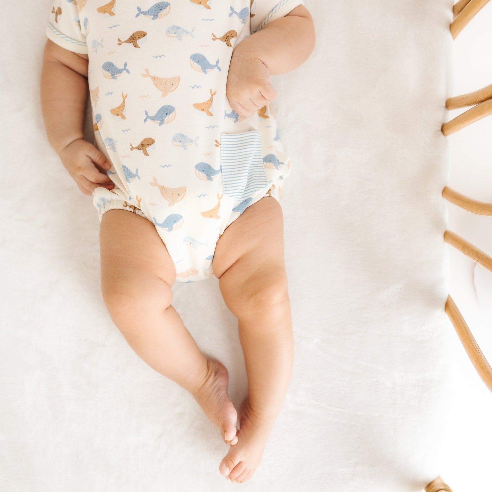 Whale Tales Short Sleeve Bubble - Ivory - Magnolia BabyBubble