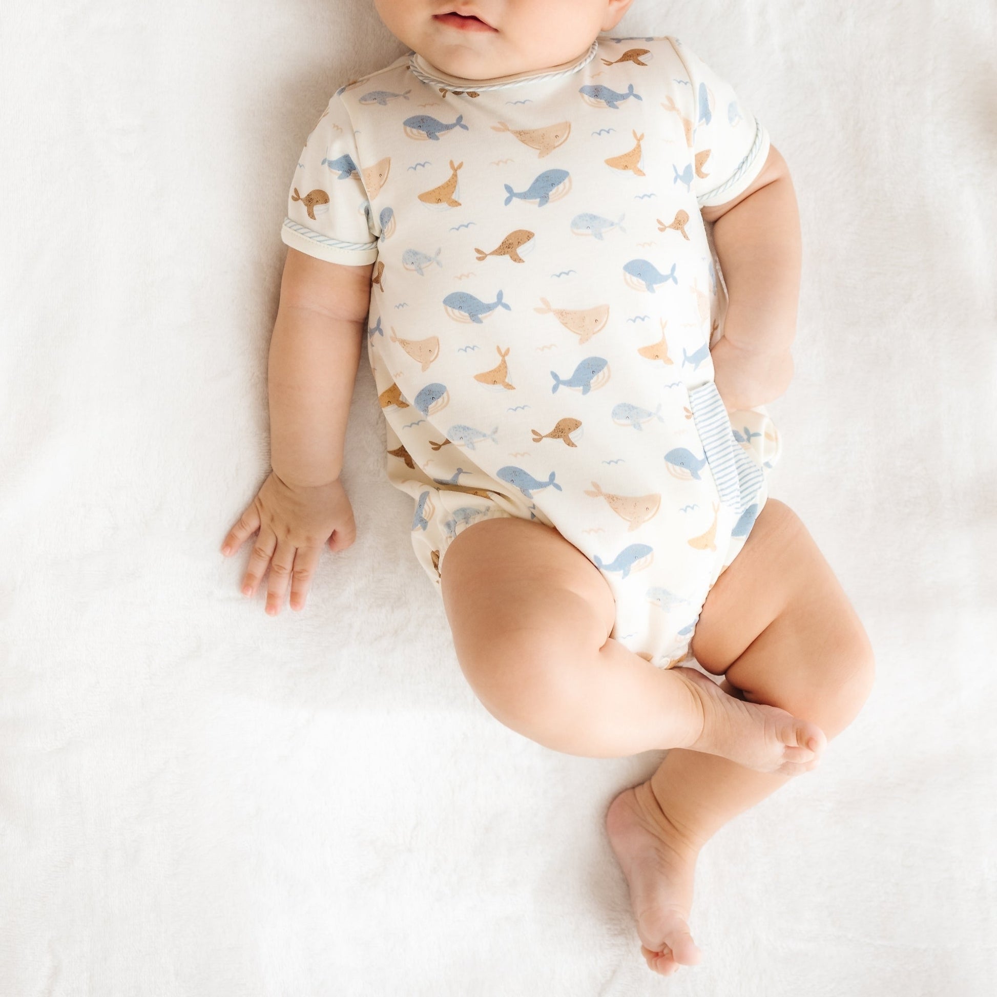 Whale Tales Short Sleeve Bubble - Ivory - Magnolia BabyBubble