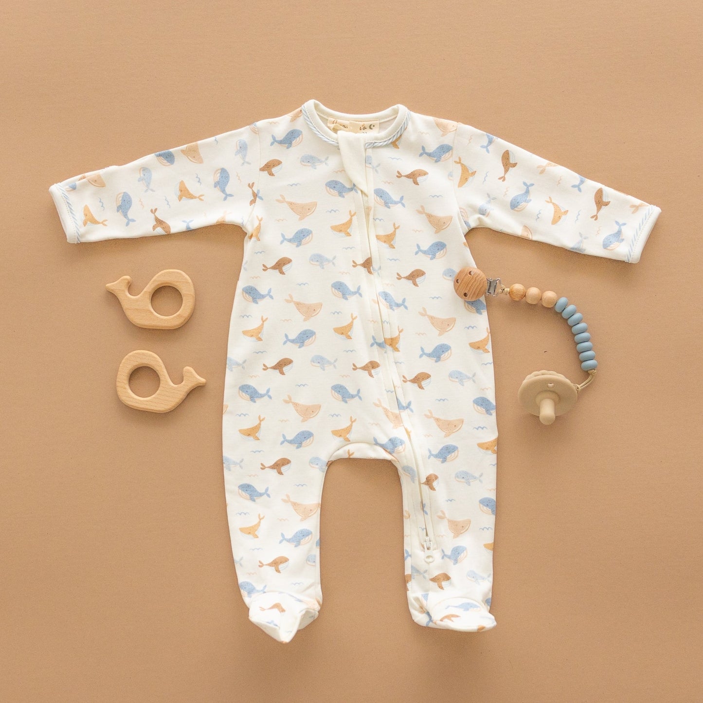 Whale Tales Zip Footie - Magnolia BabyFootie