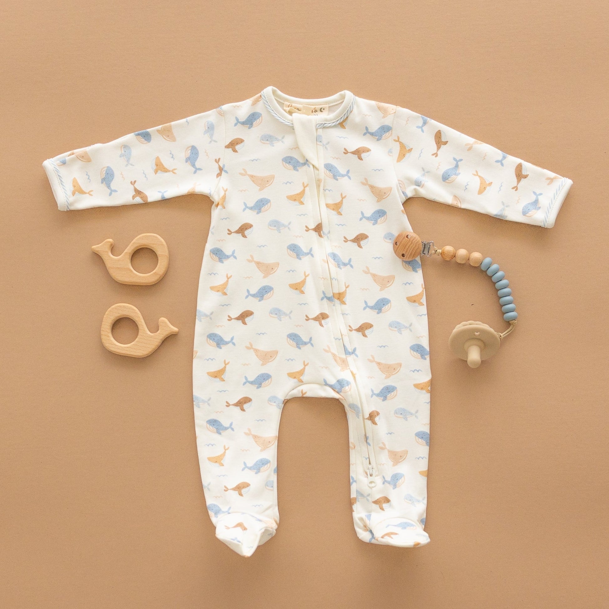 Whale Tales Zip Footie - Magnolia BabyFootie